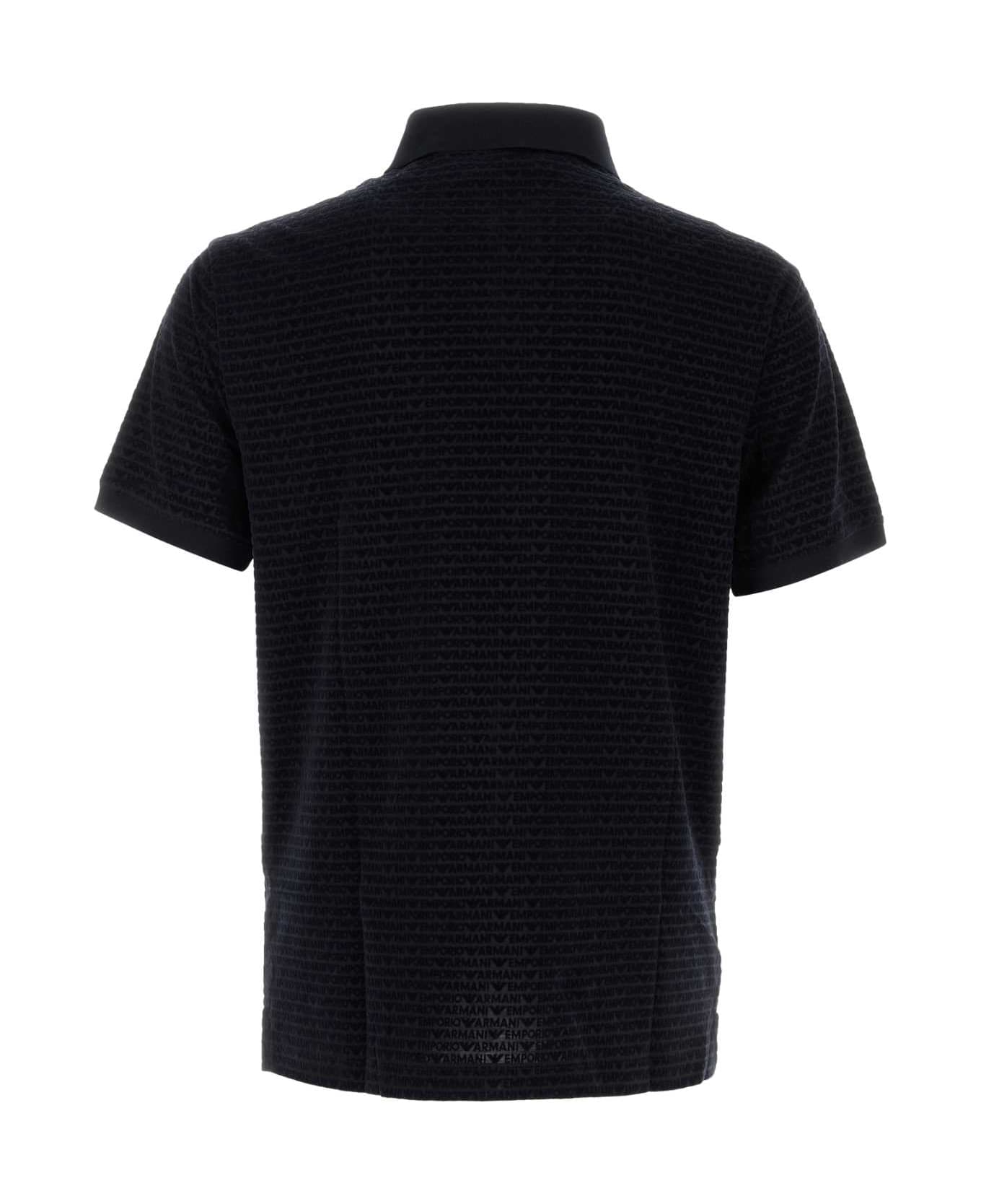 Emporio Armani Printed Lyocell Blend Polo Shirt - EM001289NAVYALLOVE