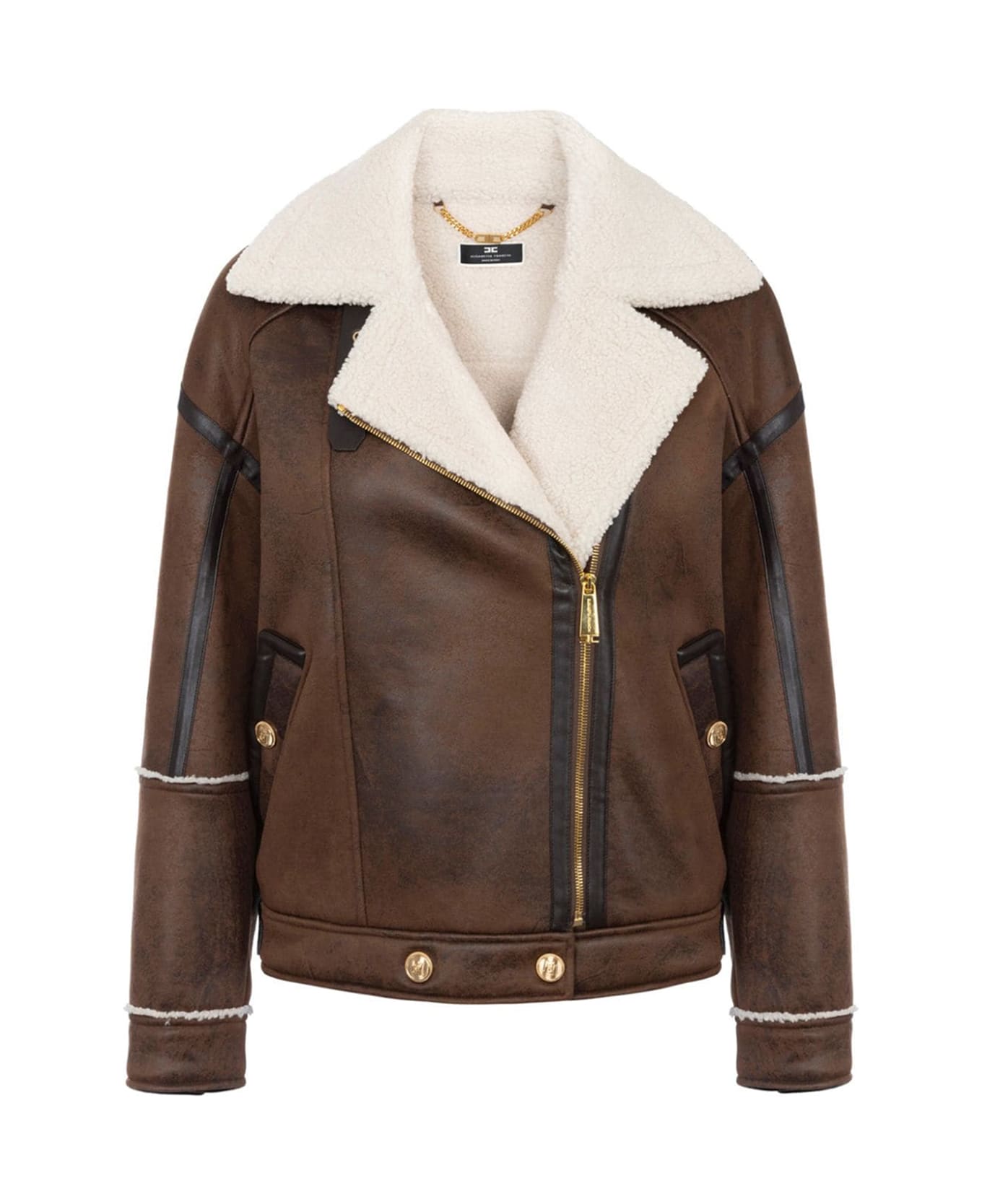 Elisabetta Franchi Coat - Leather Brown