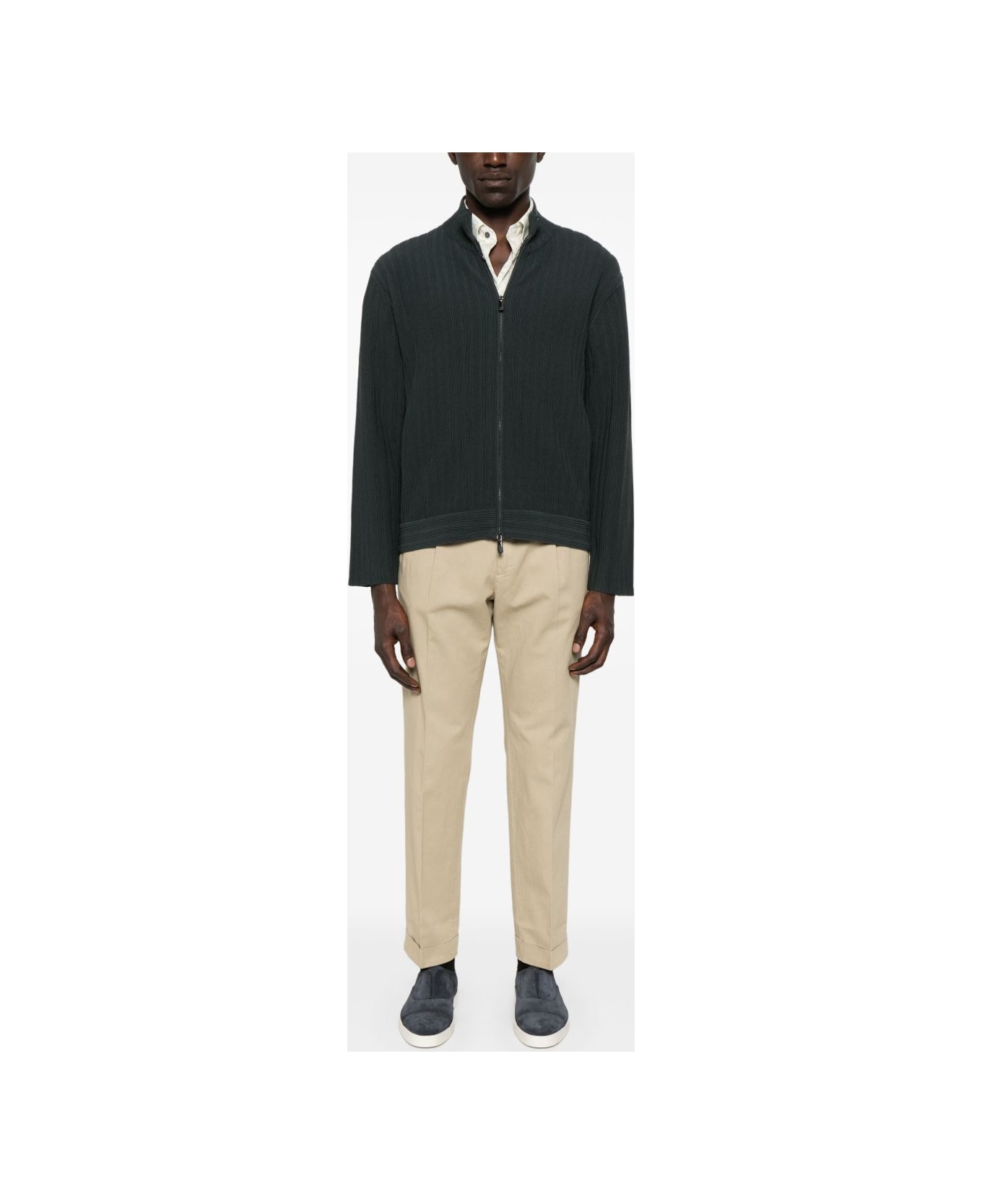 Emporio Armani Zipped Cardigan - Grey