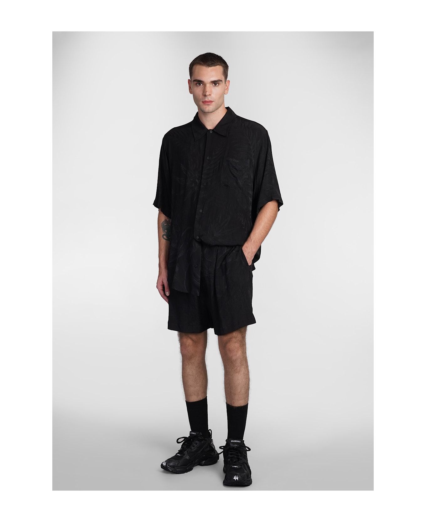 Balenciaga Shorts In Black Silk - black