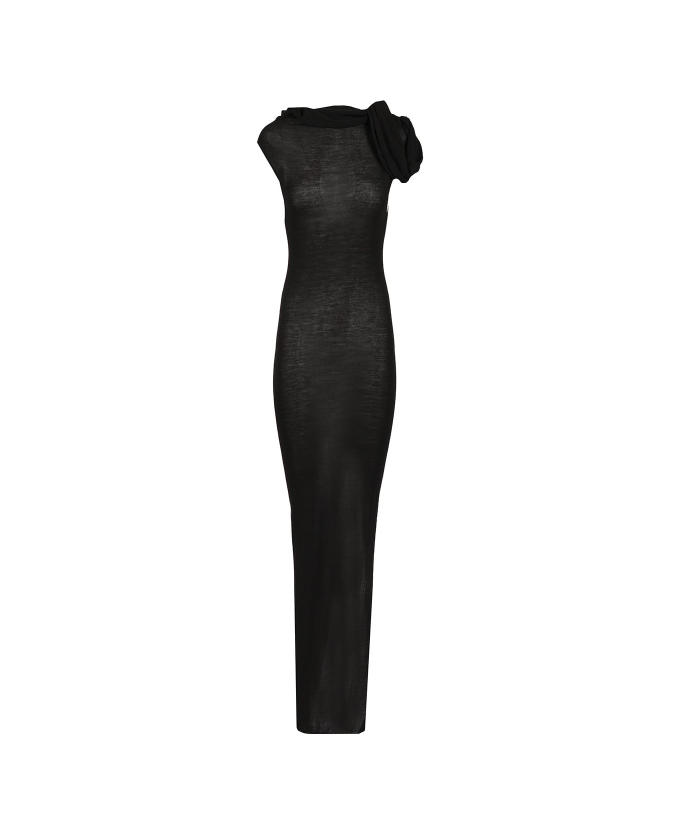 Rick Owens Long Dress In Light Wool - Black