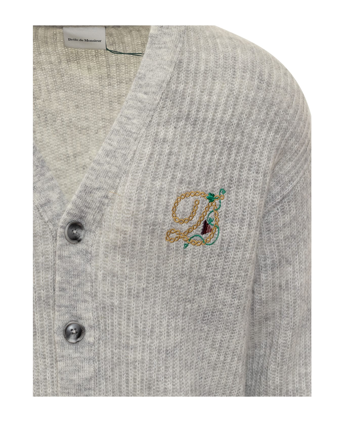 Drôle de Monsieur Cardigan With Logo - Grey