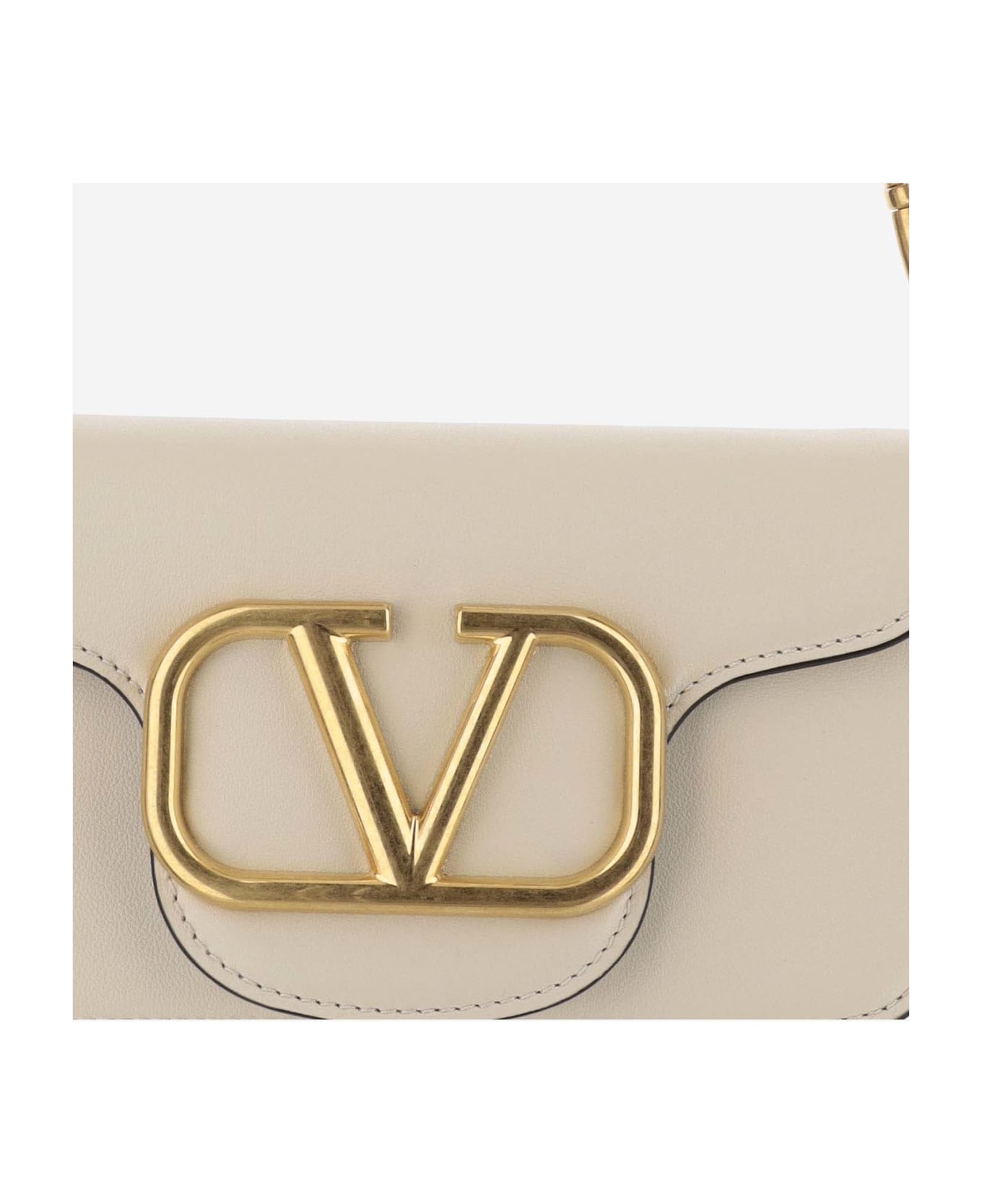 Valentino Garavani Small Loco' Bag In Calfskin - Light ivory トートバッグ