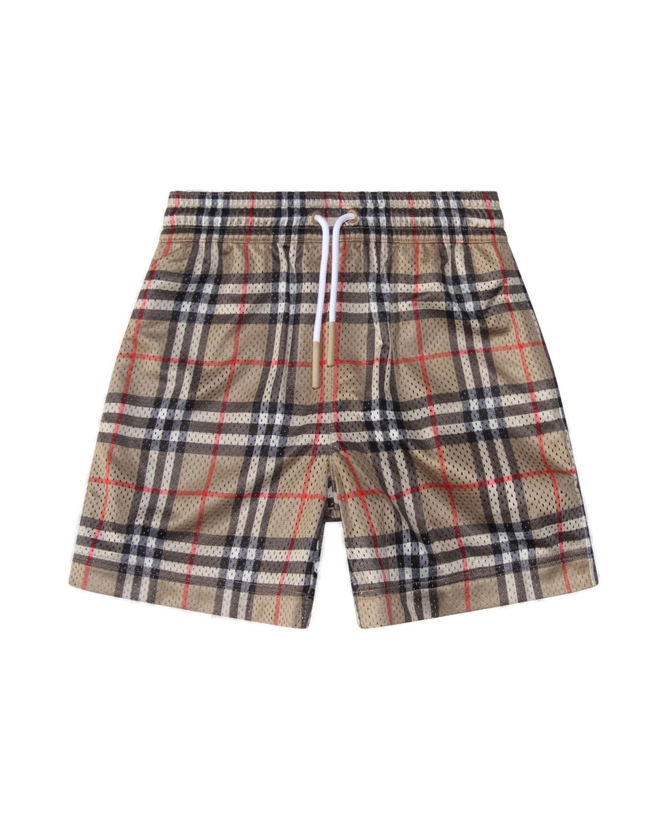 Burberry nera Checked Drawstring Perforated Shorts