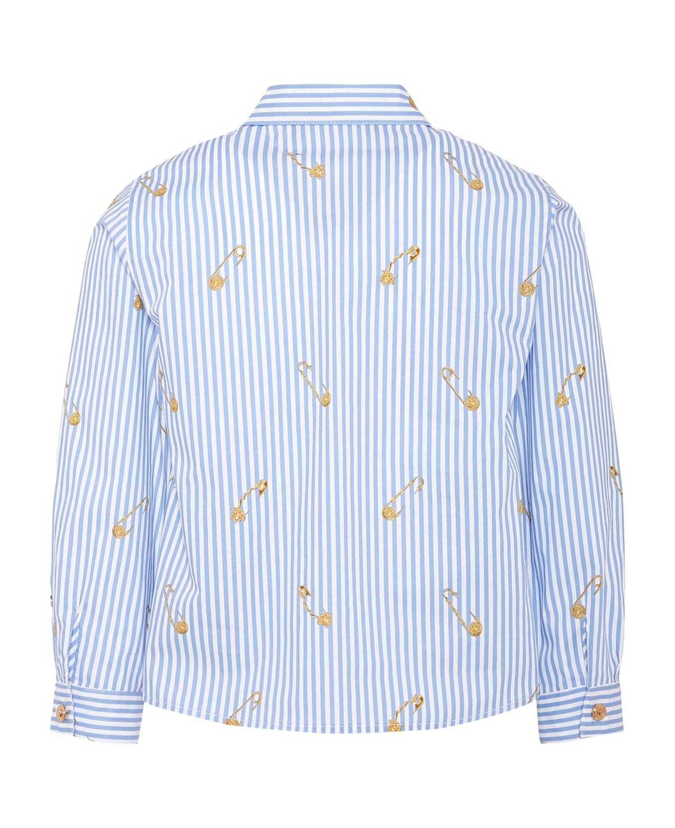 Versace Light Blue Shirt For Boy Withsafety Pin - Light Blue