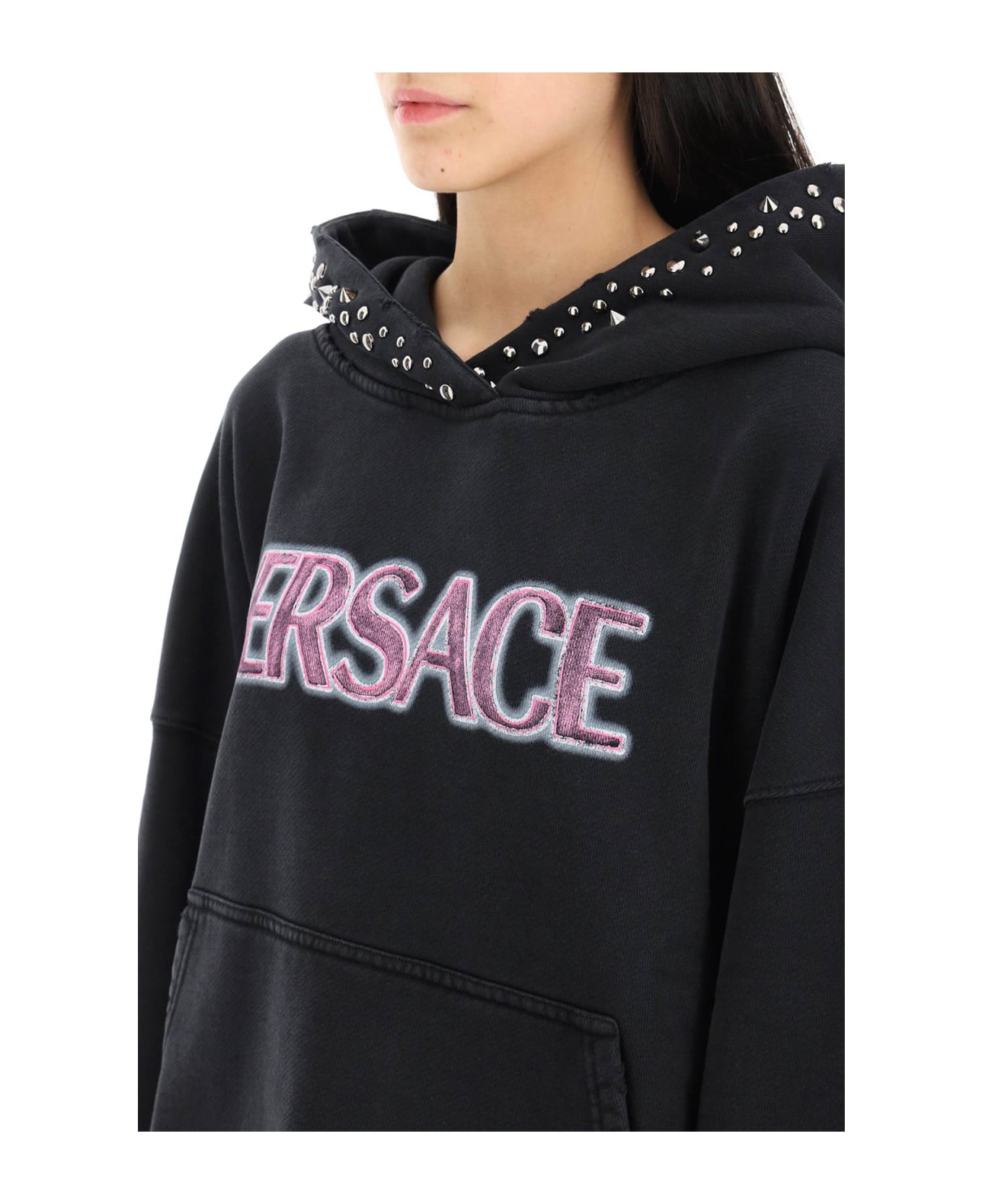 Versace Cotton Logo Sweatshirt - Black フリース
