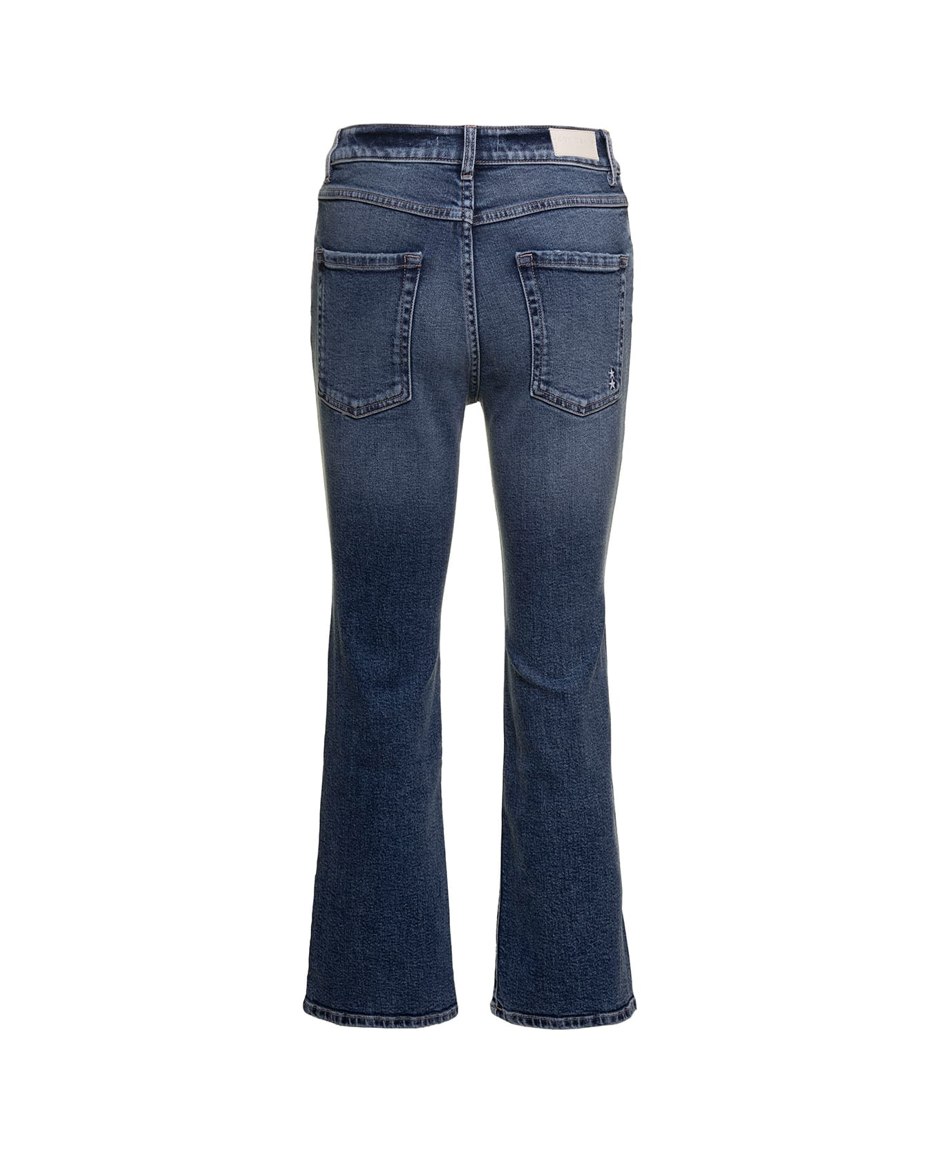 Icon Denim Black High-waisted Slightly Flared Jeans In Cotton Denim Woman - Blu