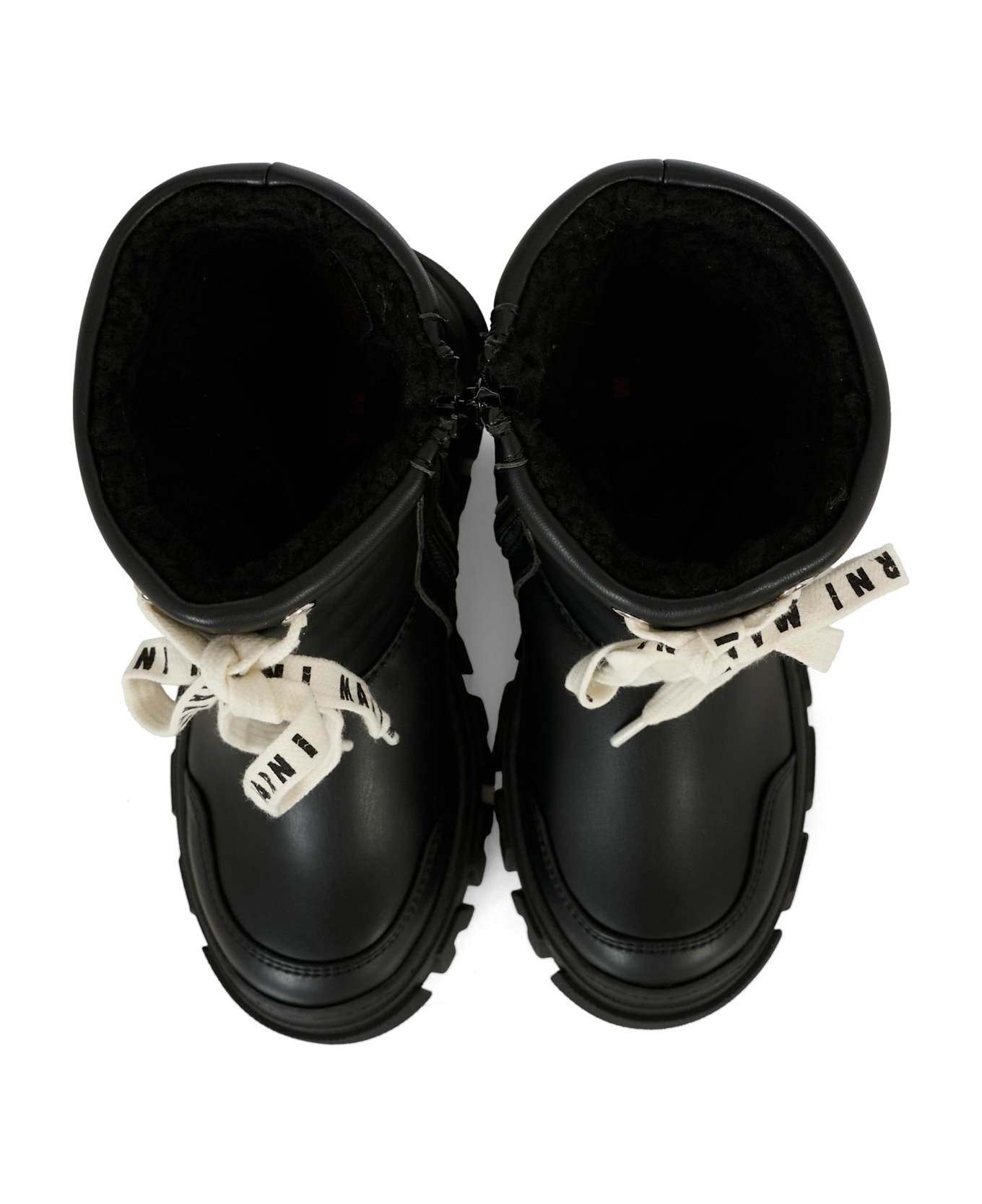 Marni Brown Ankle Boots For Girl With Logo - Black