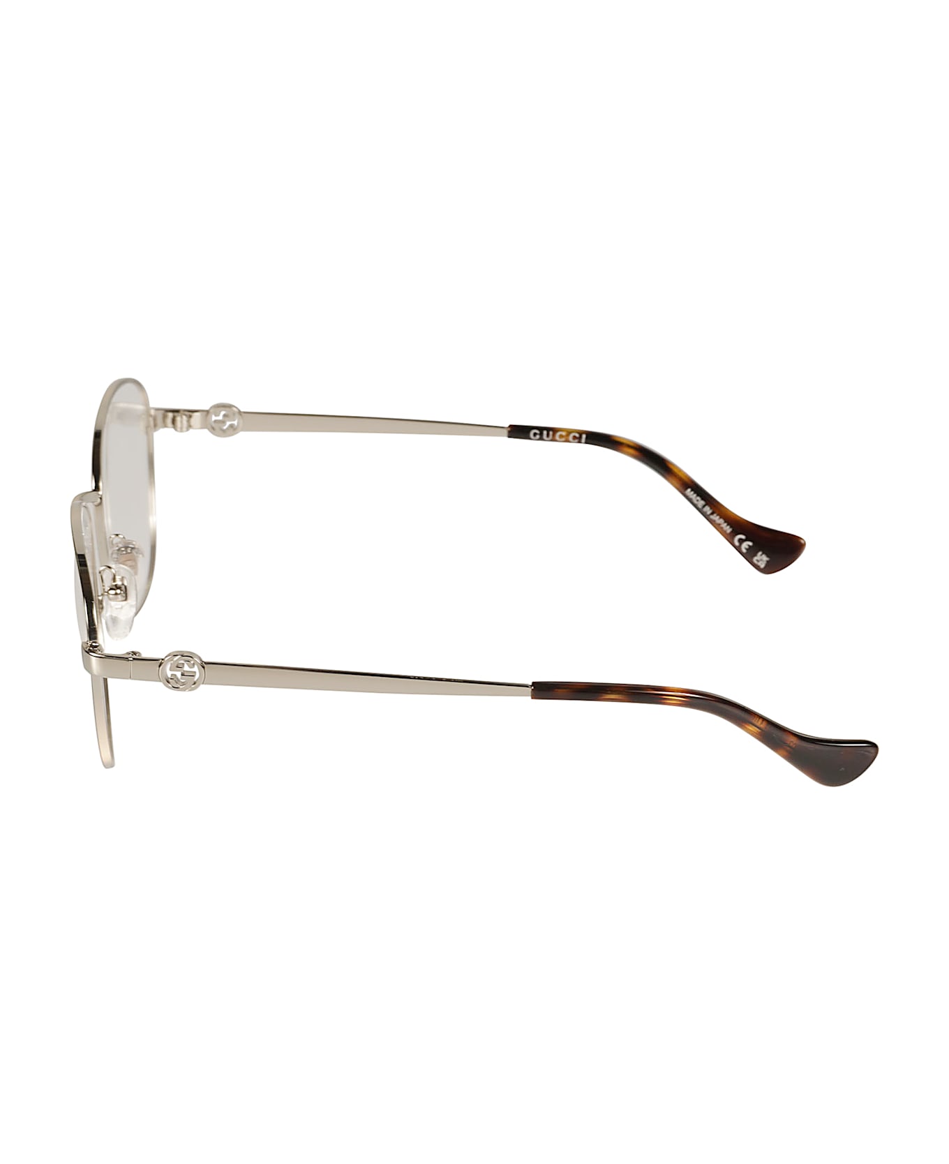 Gucci Eyewear Logo Lens Round Frame - 003 silver silver transpa