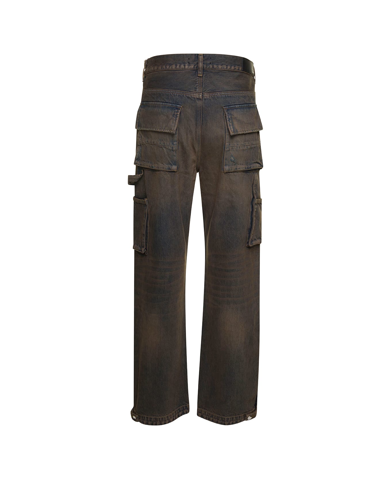 AMIRI Brown Five-pocket Jeans With Faded Effect And Rips Details In Cotton Denim Man - Blu