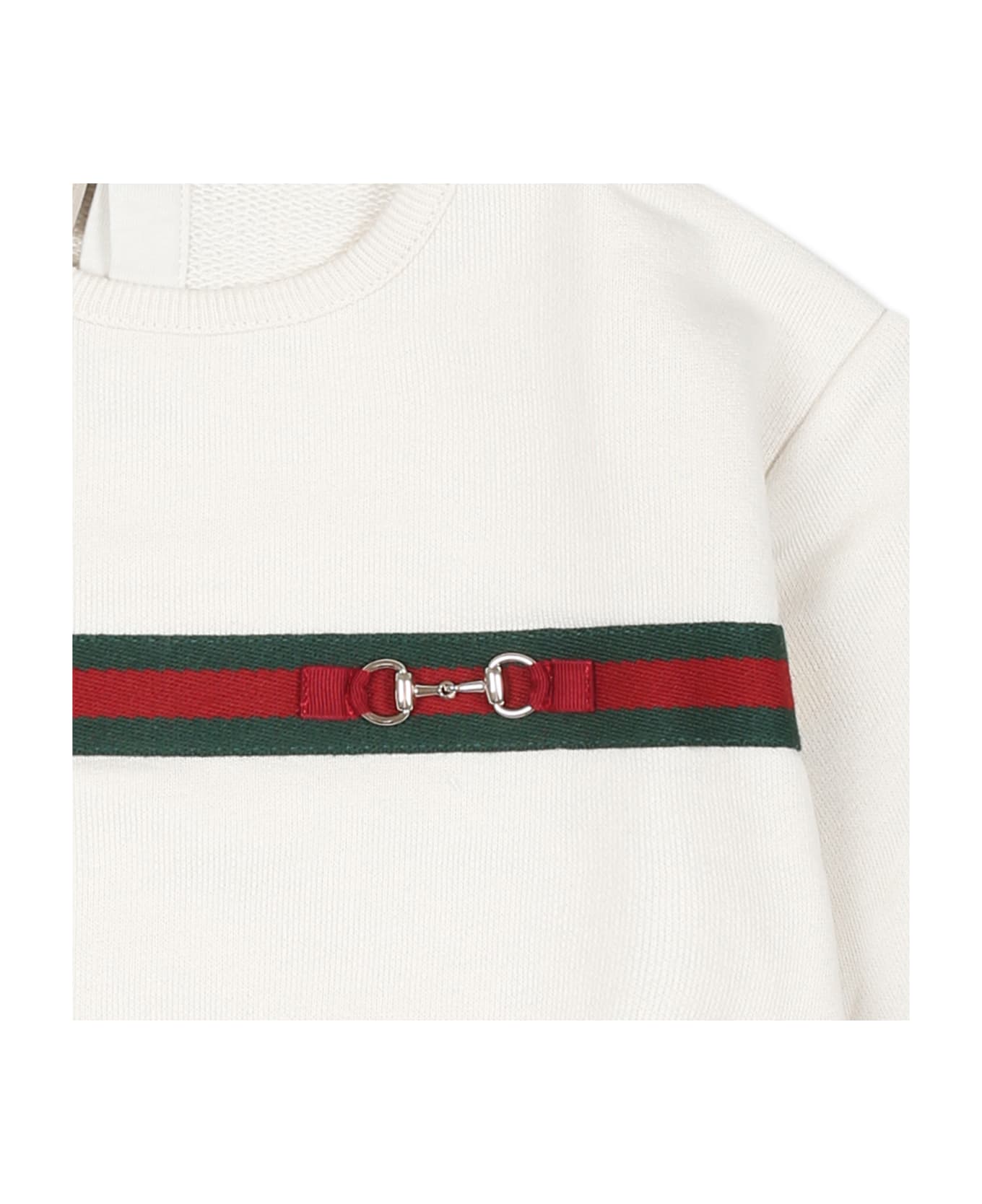 Gucci Ivory Sweatshirt For Baby Girl With Horsebit - Ivory