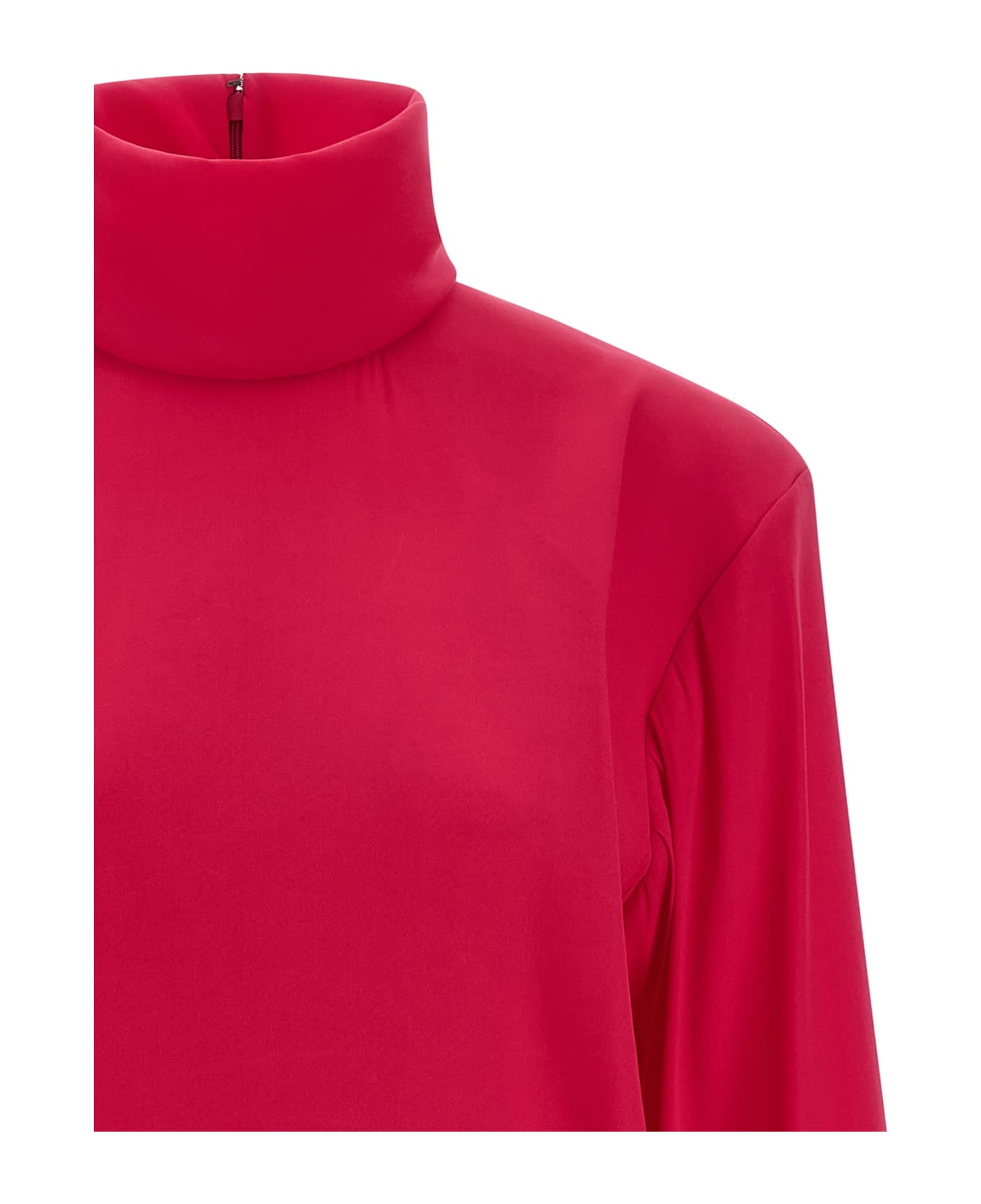 Saint Laurent Structured Shoulder Dress - FUCHSIA
