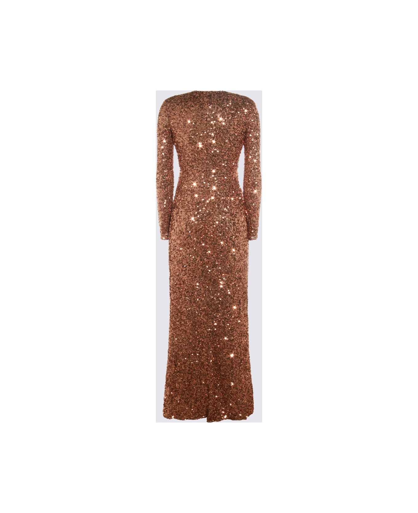Elisabetta Franchi Bronze Maxi Dress - BROWN SUGAR