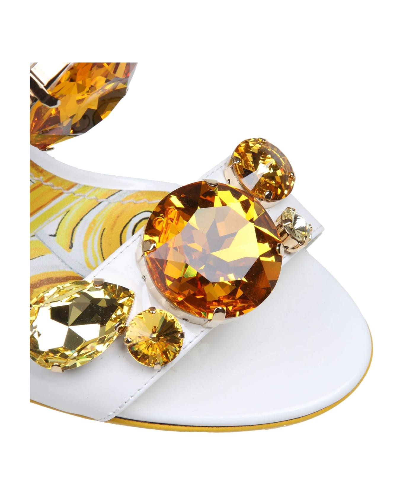Dolce & Gabbana Keira Patent Sandal With Applied Stones - Giallo