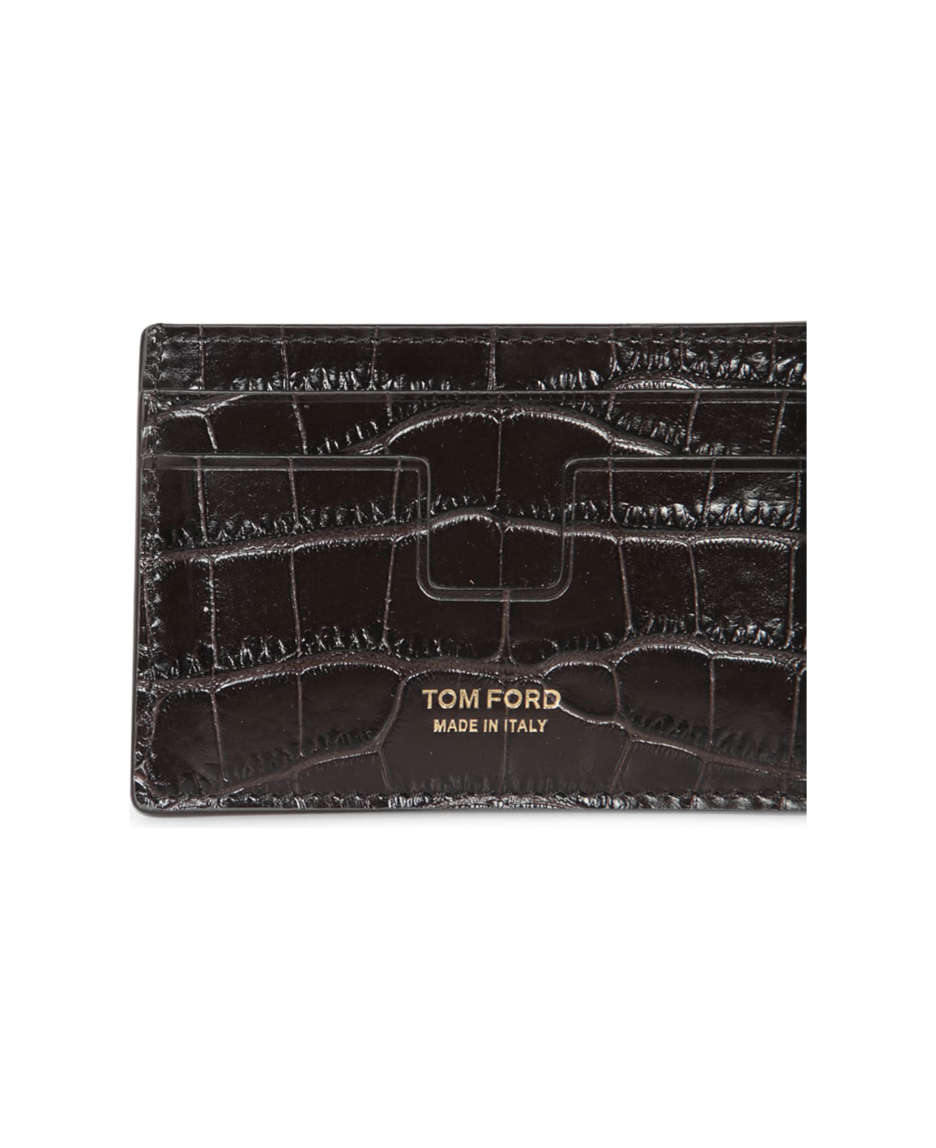 Tom Ford Black Crocodile Card Holder - Brown