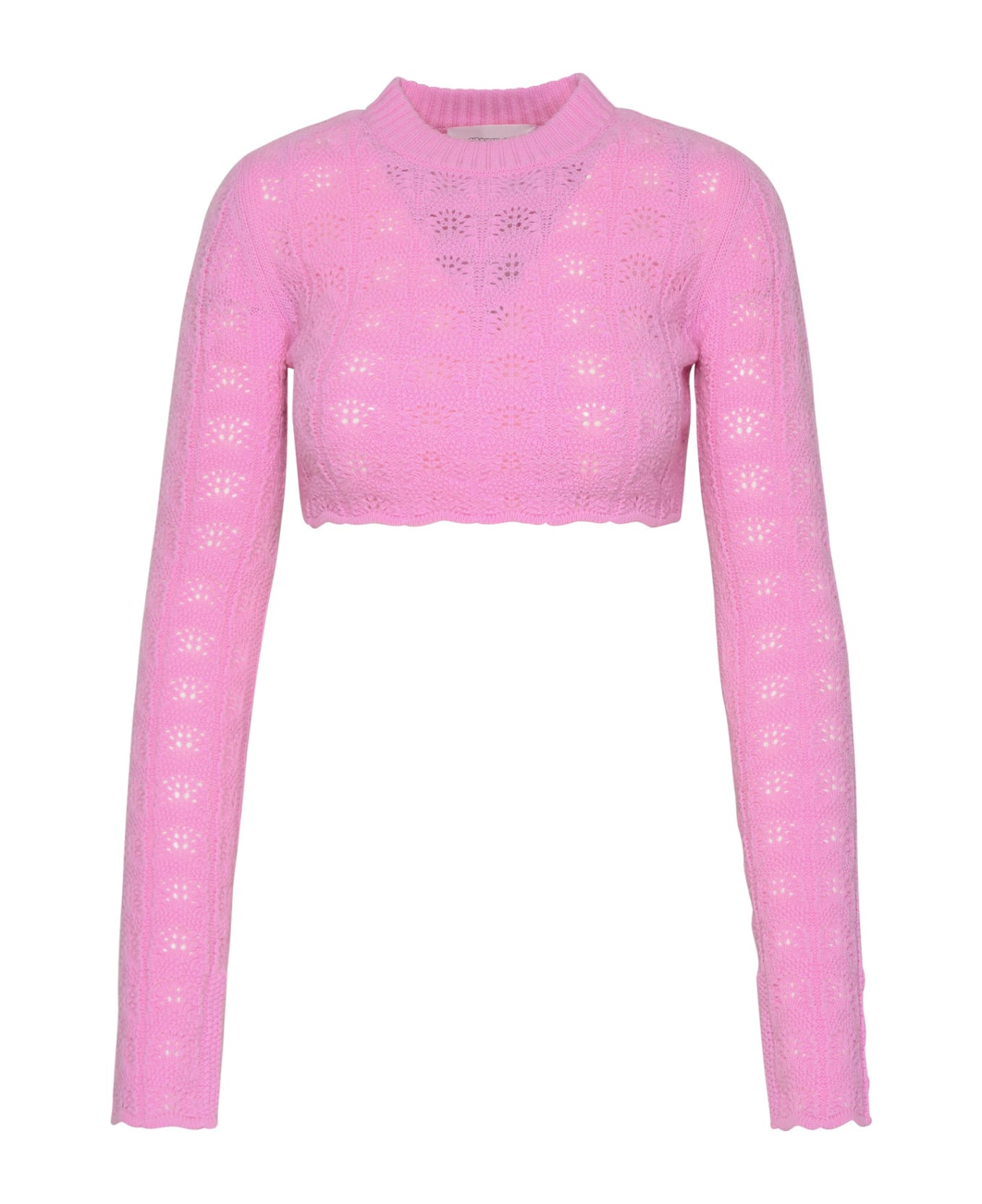 SportMax Medea Pink Cashmere Blend Cropped Sweater - Pink