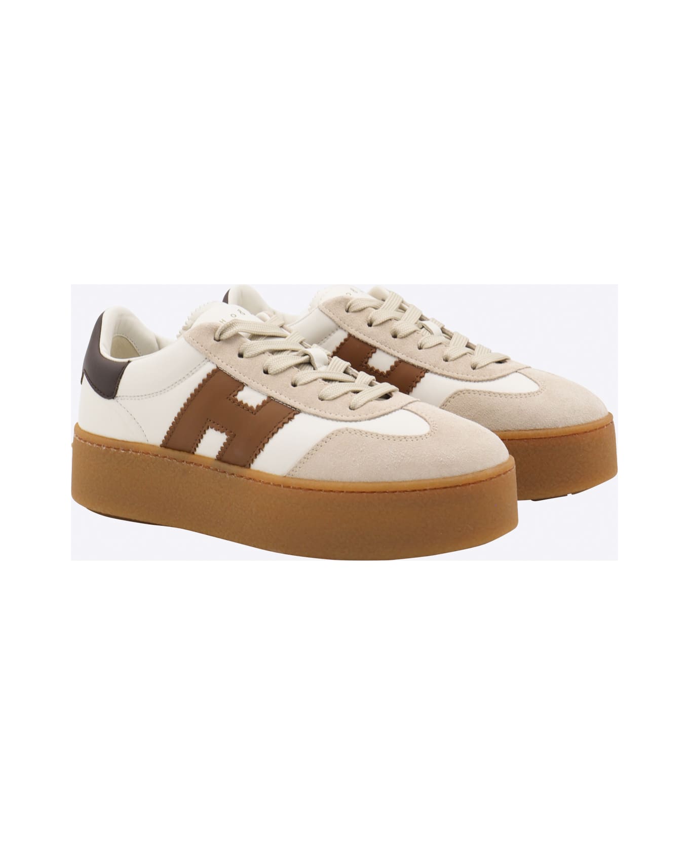 Hogan White And Brown Leather Sneakers - White スニーカー