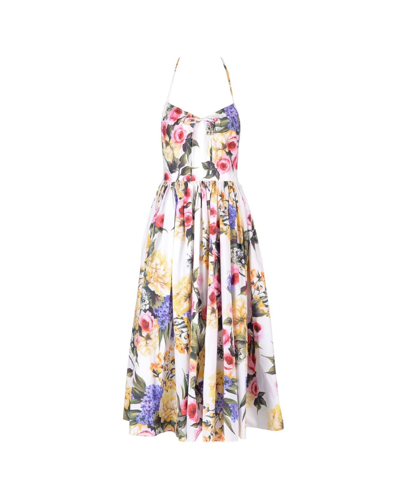 Dolce & Gabbana Garden Print Cotton Poplin Dress - White ワンピース＆ドレス