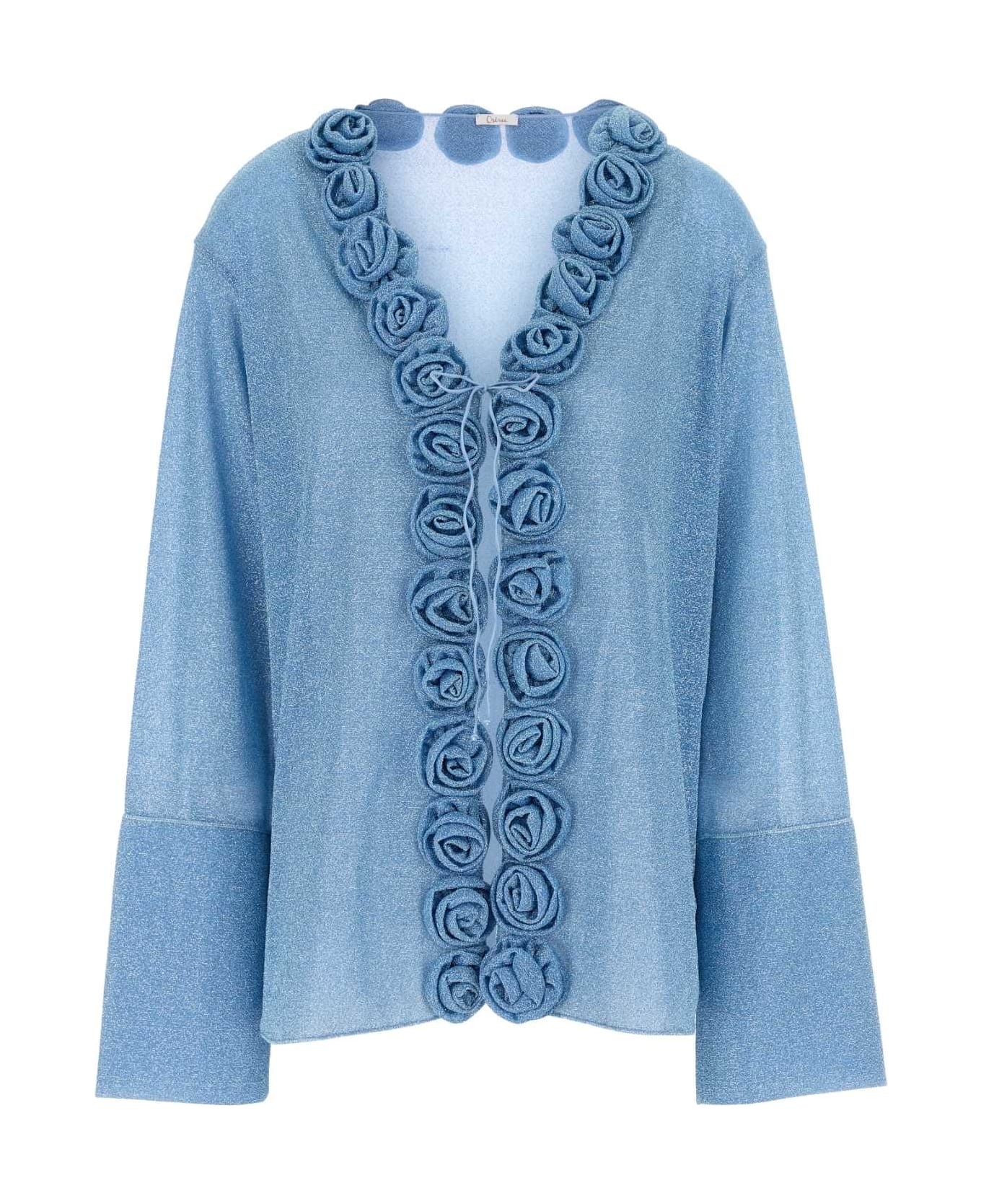 Oseree Light-blue Nylon Blouse - CRYSTAL