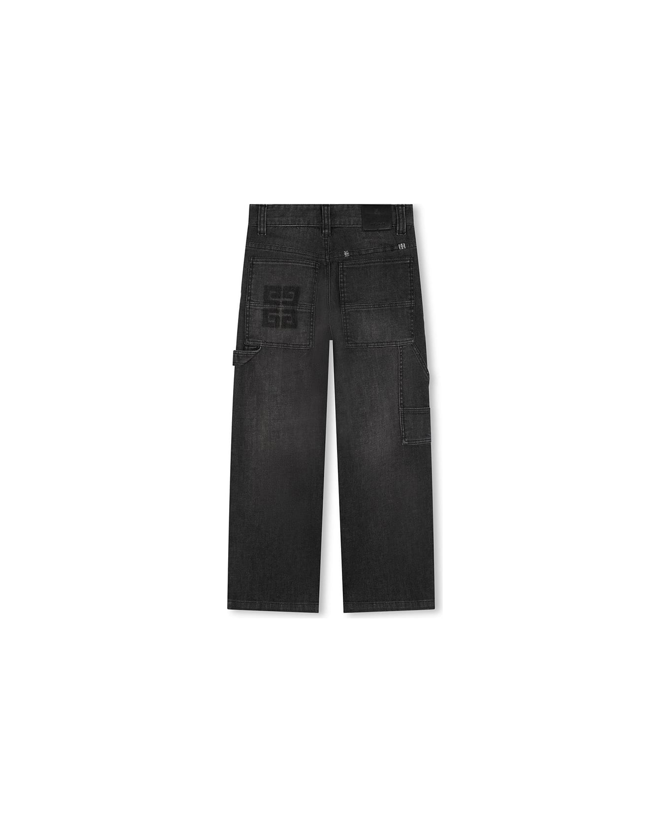 Givenchy Black Wide Leg Jeans With 4g Motif - Black ボトムス