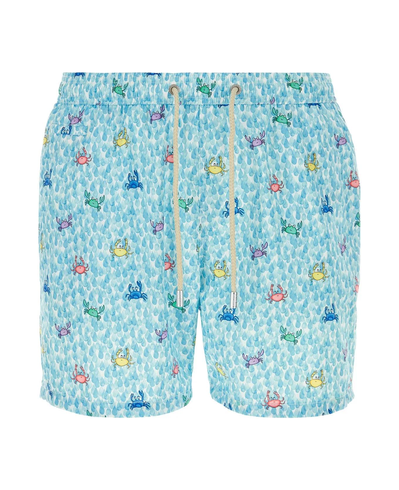 MC2 Saint Barth Printed Polyester Swimming Shorts - Celeste