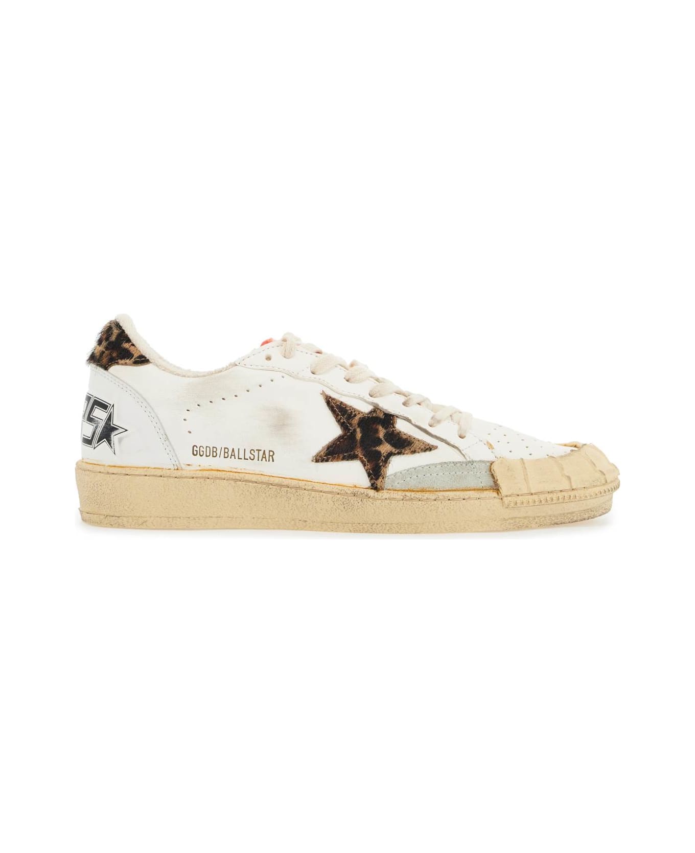 Golden Goose Ball Star Sneakers By - CREAM/BEIGE BROWN LEO/WHITE (White)