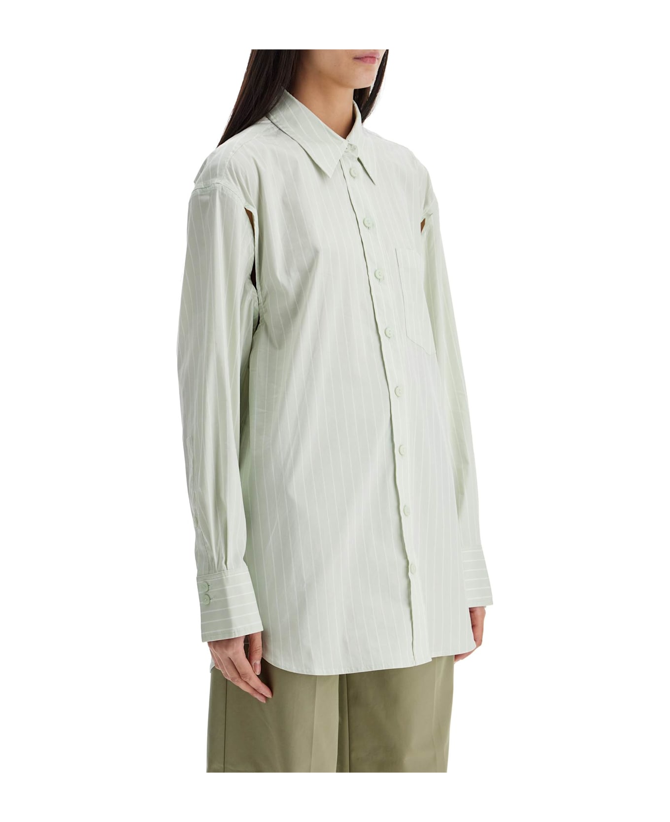 Christopher Esber Mint Green Cotton Shirt With White Stripes - MINT STRIPE WHITE (Green)