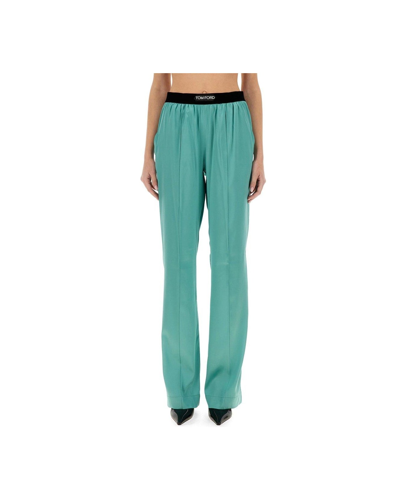 Tom Ford Straight Leg Satin Pants - GREEN
