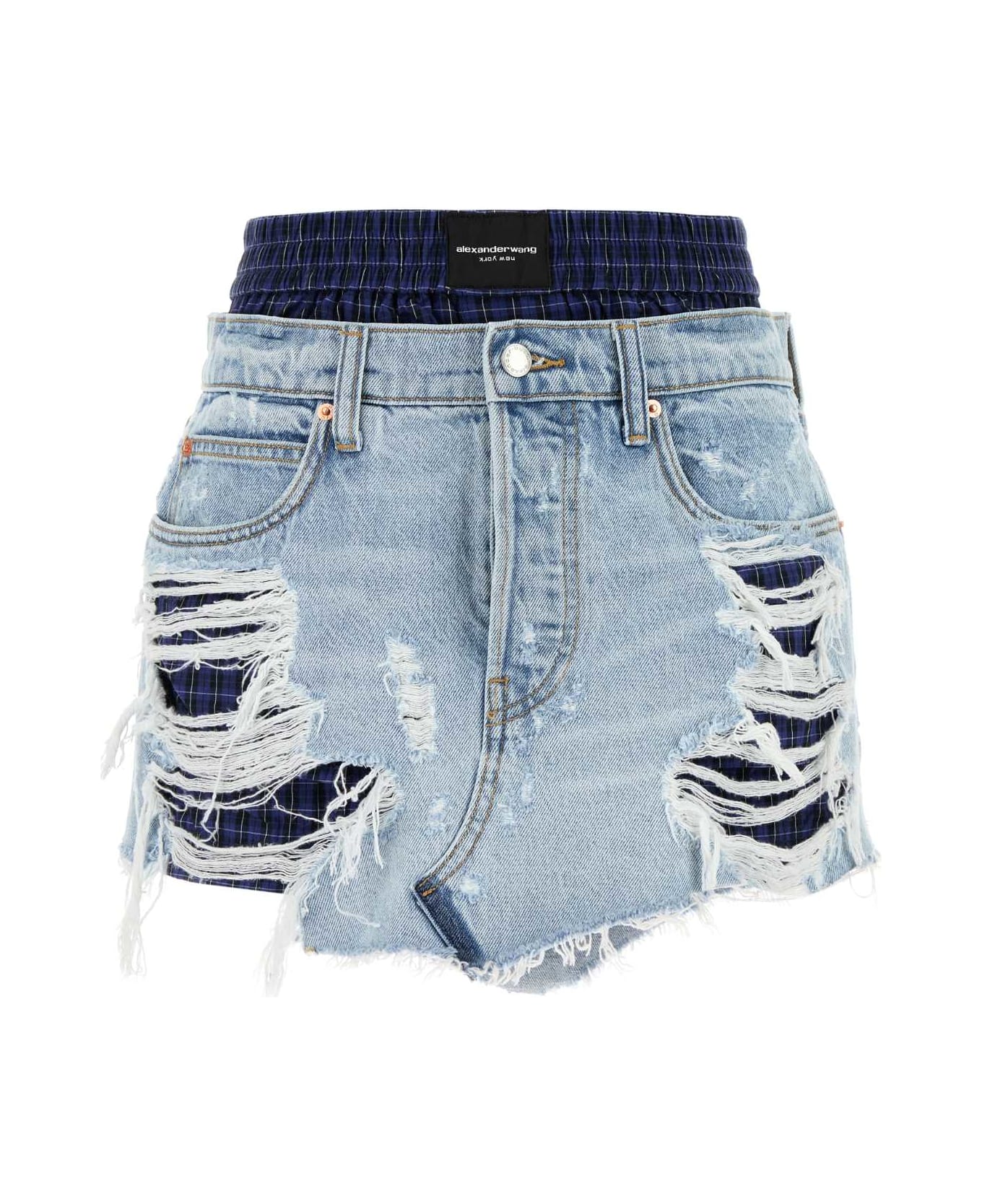 Alexander Wang Denim Pant-skirt - DISTRESSEDLIGHTBLEACH