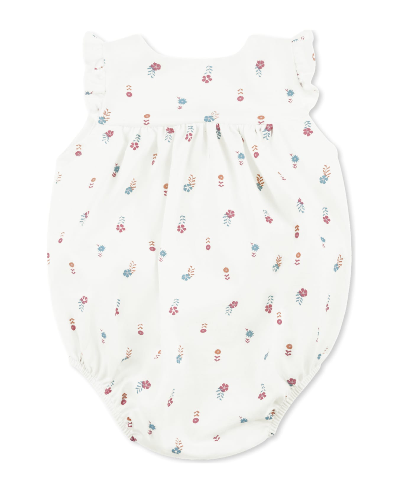 Petit Bateau Ivory Romper For Baby Girl With Floral Print - Ivory