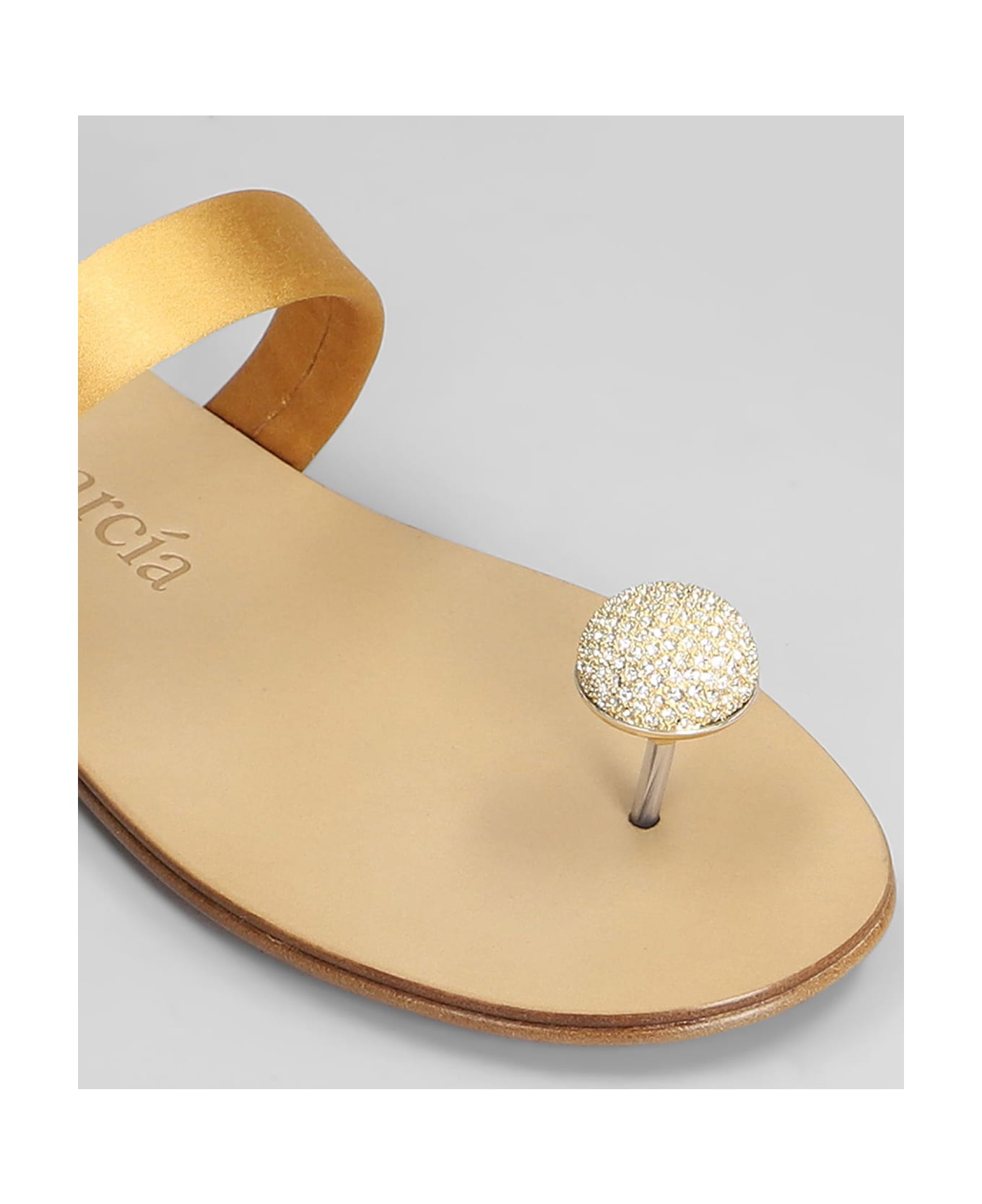 Pedro Garcia Pacha Flats In Gold Satin - gold