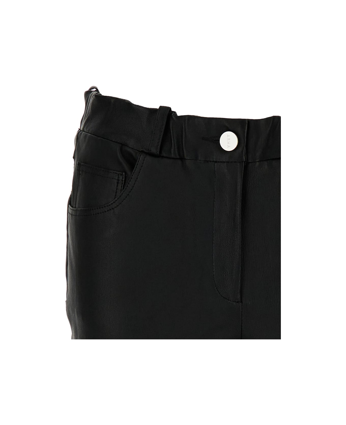 ARMA Black Wide Trousers In Leather Woman - Black