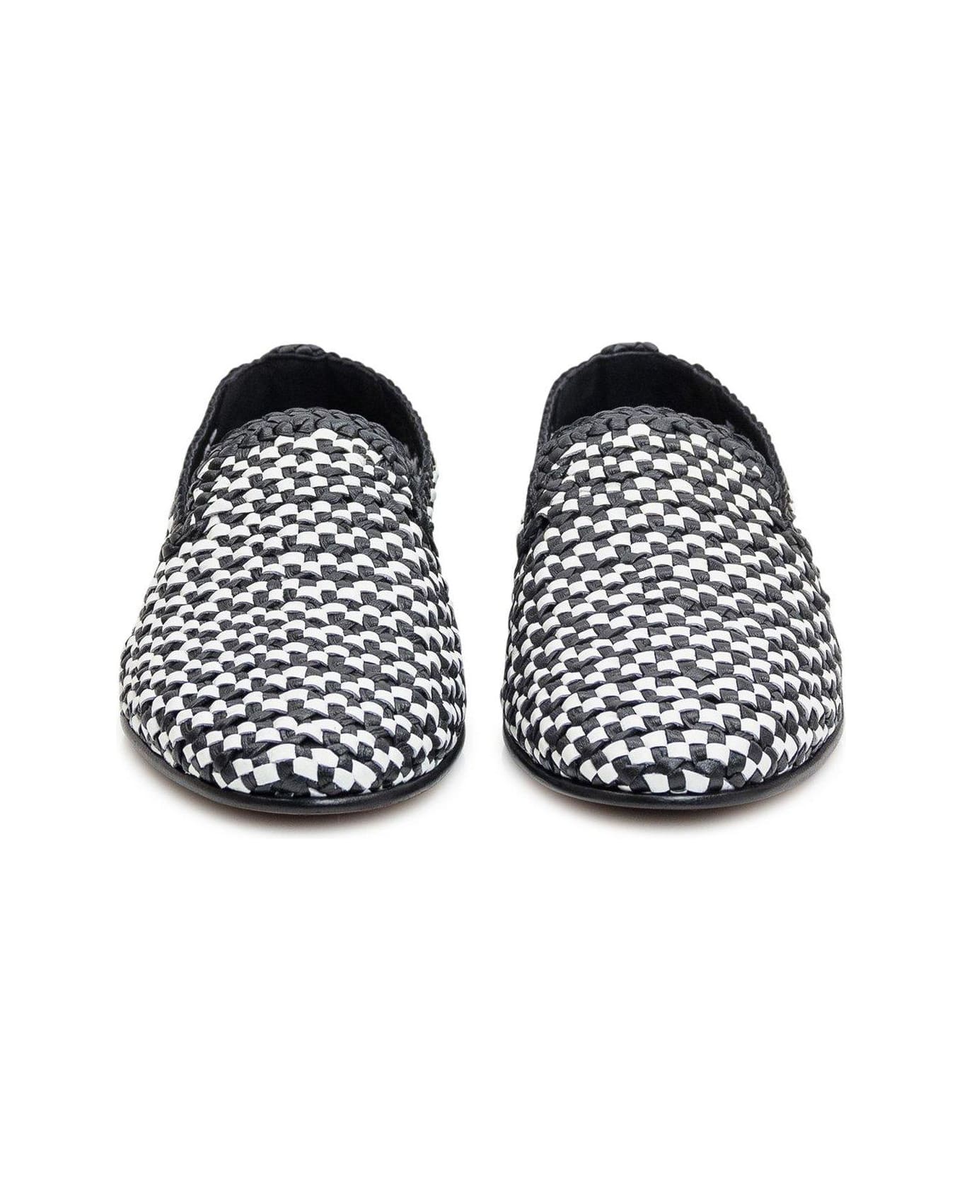 Dolce 
Gabbana Woven Slip-on Loafers - BLACK/WHITE