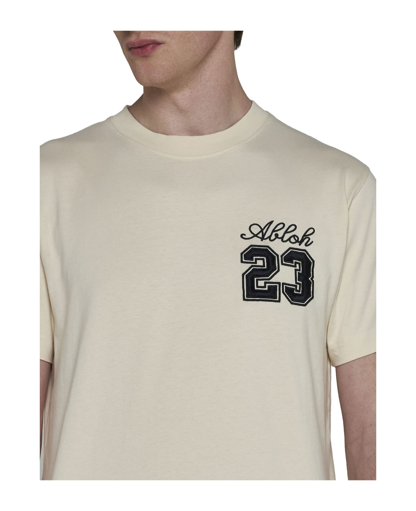 Off-White Cotton Crew-neck T-shirt - panna