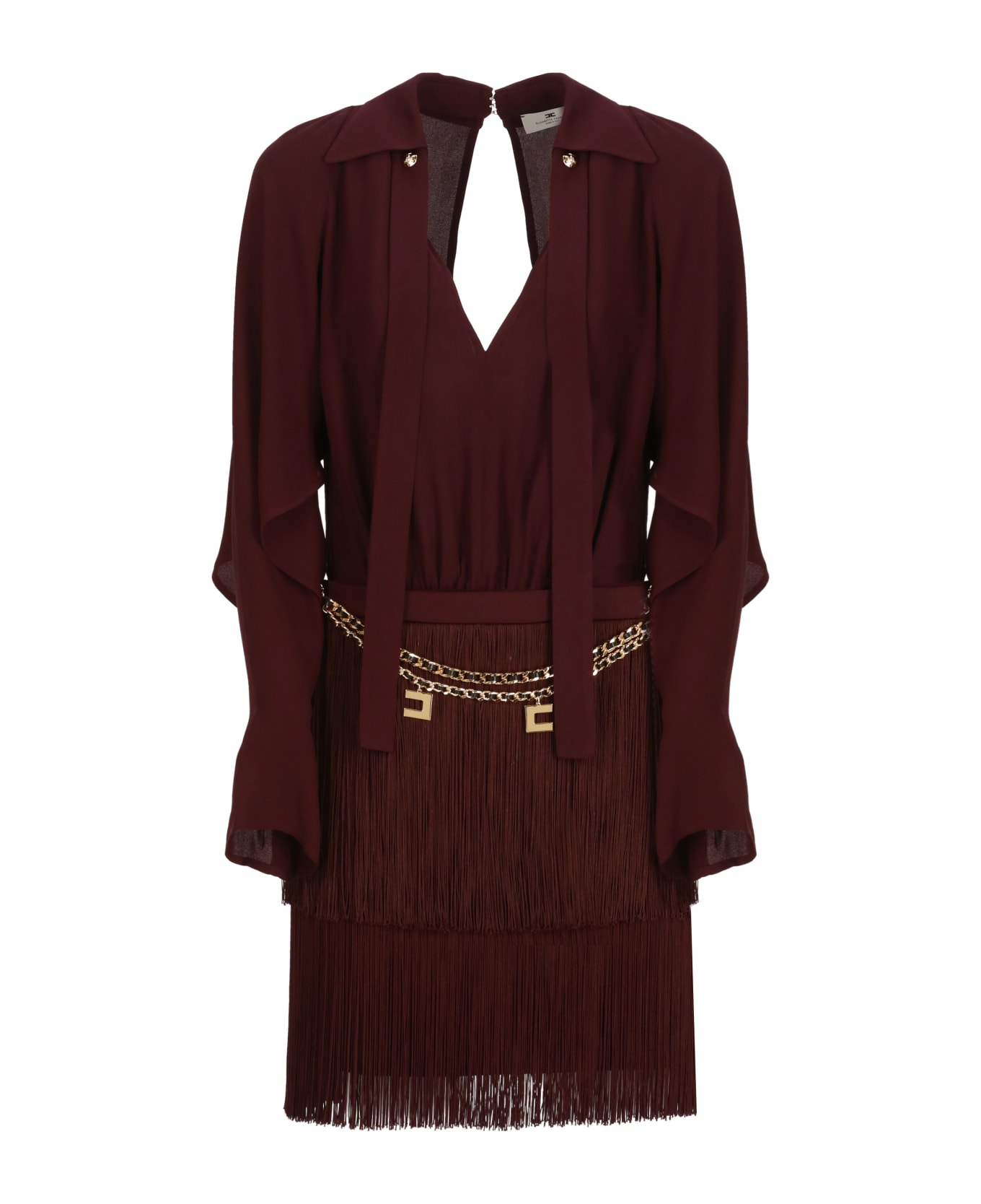 Elisabetta Franchi Fringed Dress - Bordeaux
