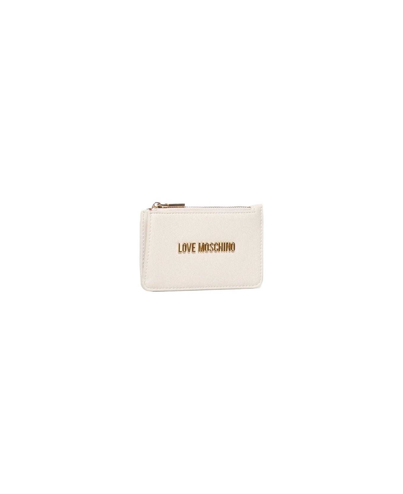 Love Moschino Logo Lettering Zipped Wallet - Ivory 財布