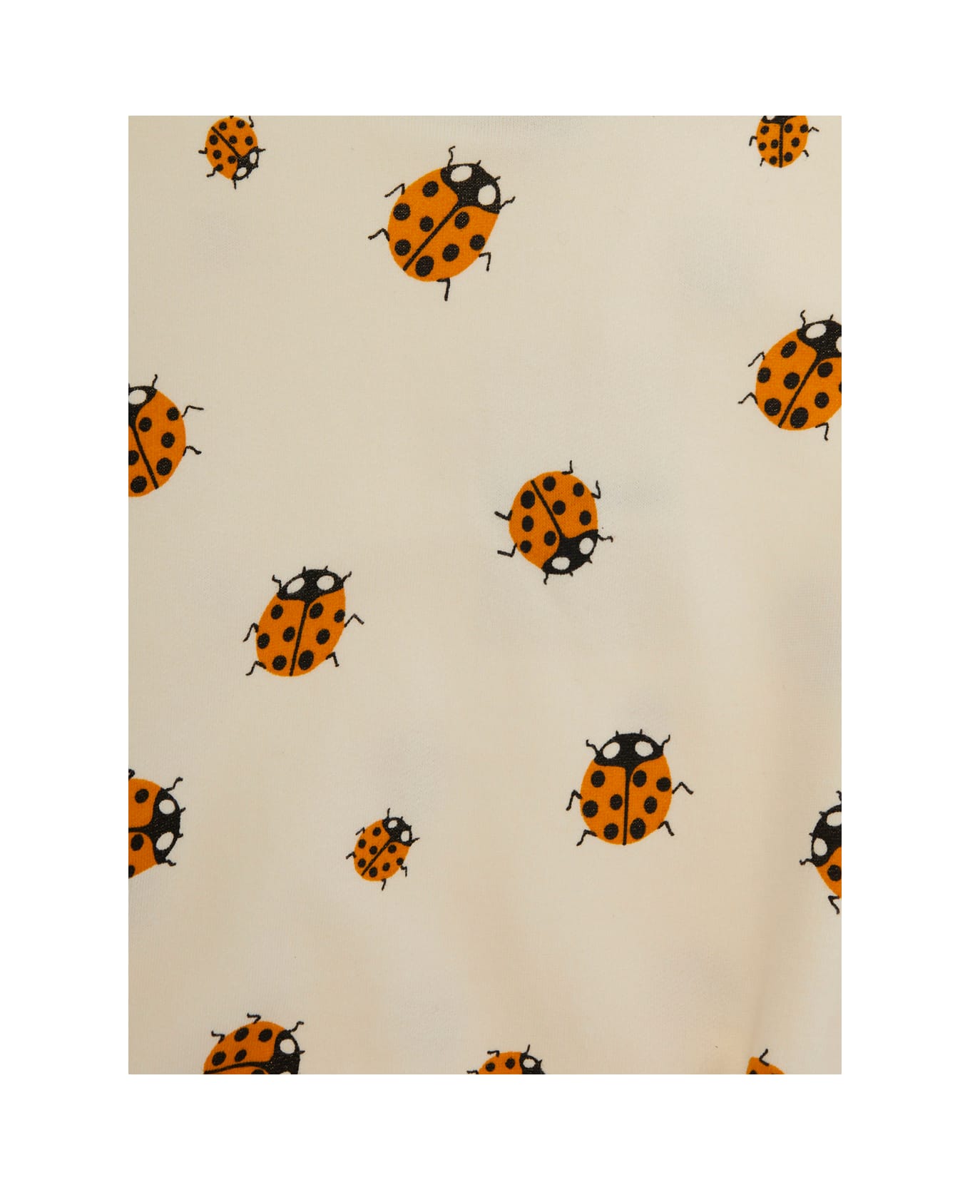 Mini Rodini White Sweatshirt With All-over Ladybugs Embroidery In Cotton Girl - White