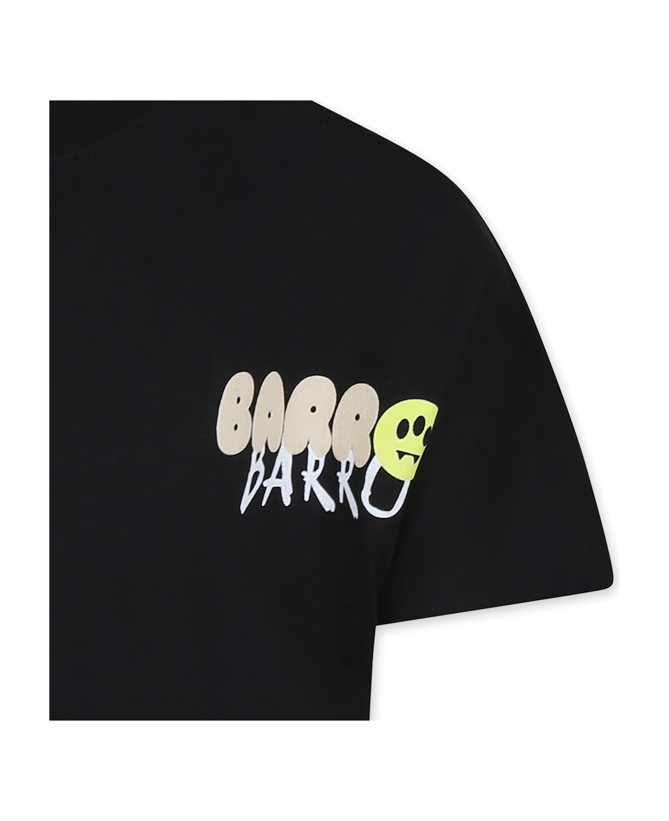 Barrow Black Crop T-shirt For Girl With Smiley And Logo - Black