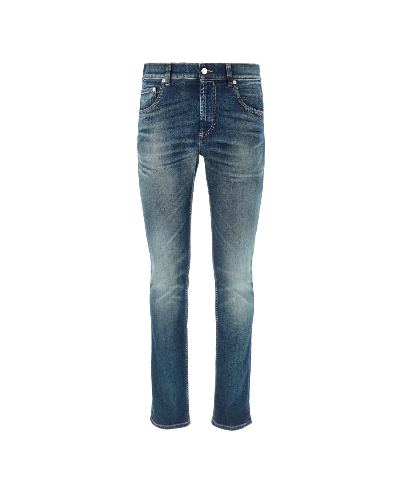 Alexander McQueen Logo Patched 5 Pockets Jeans - Blue Washed デニム