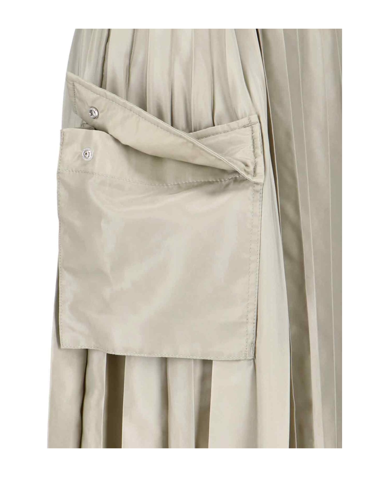 Sacai Pleated Wrap Cargo Midi Skirt - Light Khaki