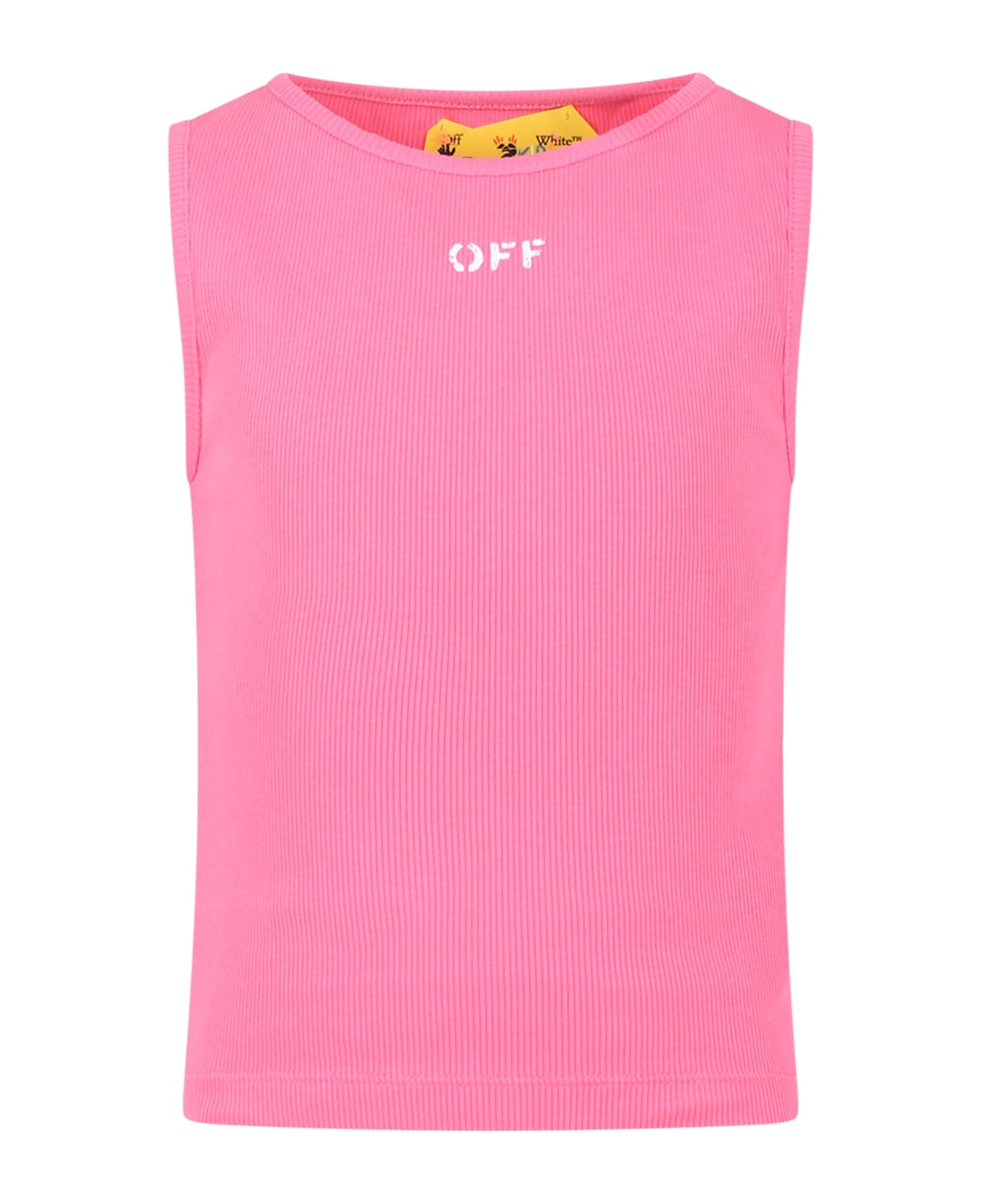 Off-White Fuchsia Dress For Girl With Logo - Pink