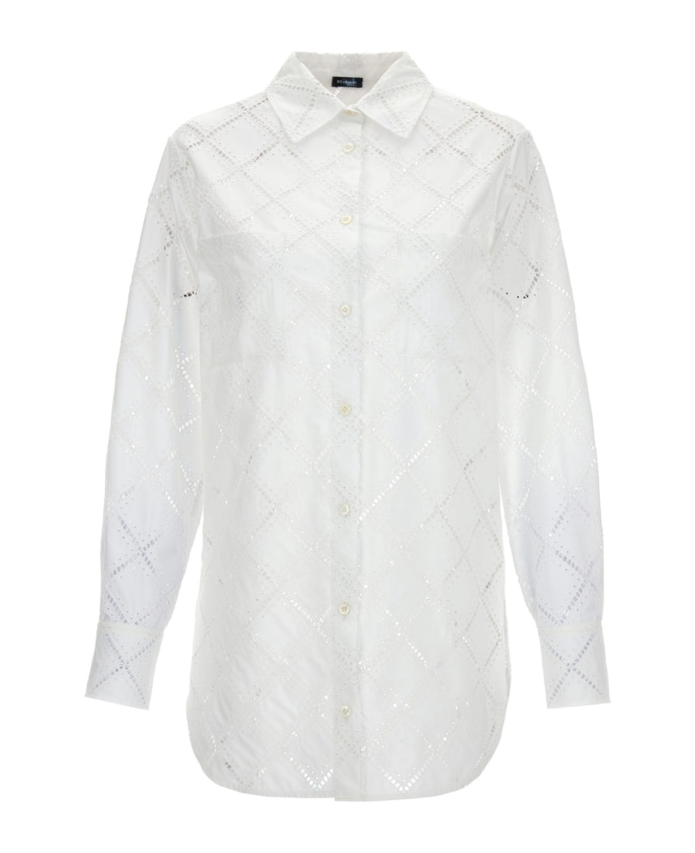 Kiton Camicia Cotone Traforato - White