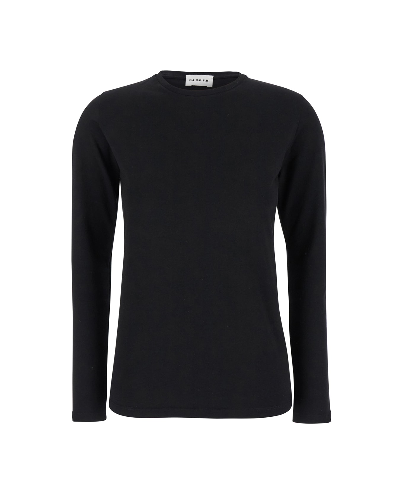 Parosh Black Long Sleeve Top In Fabric Woman - Black