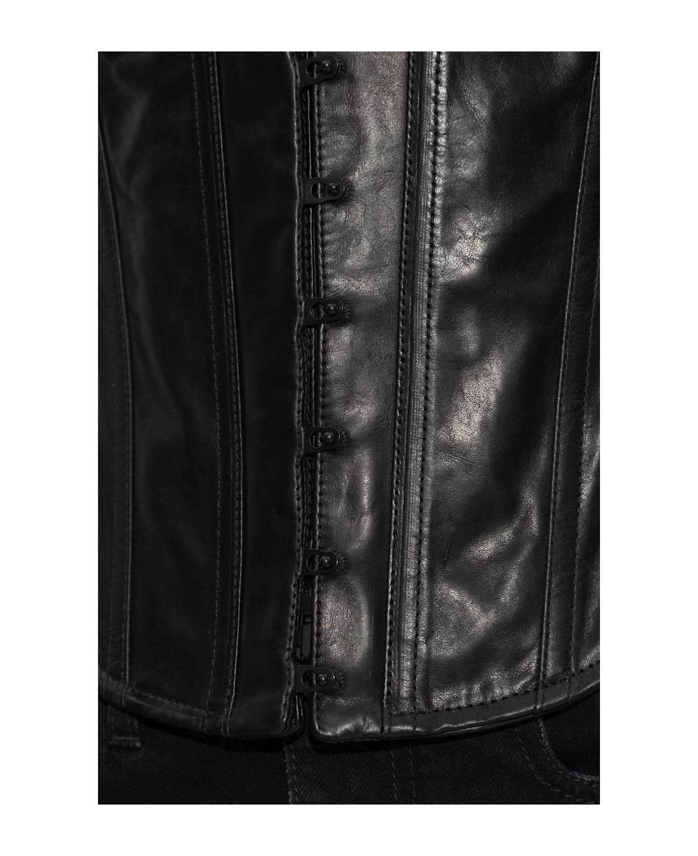 Balenciaga Leather Jacket With Stand-up Collar - Black