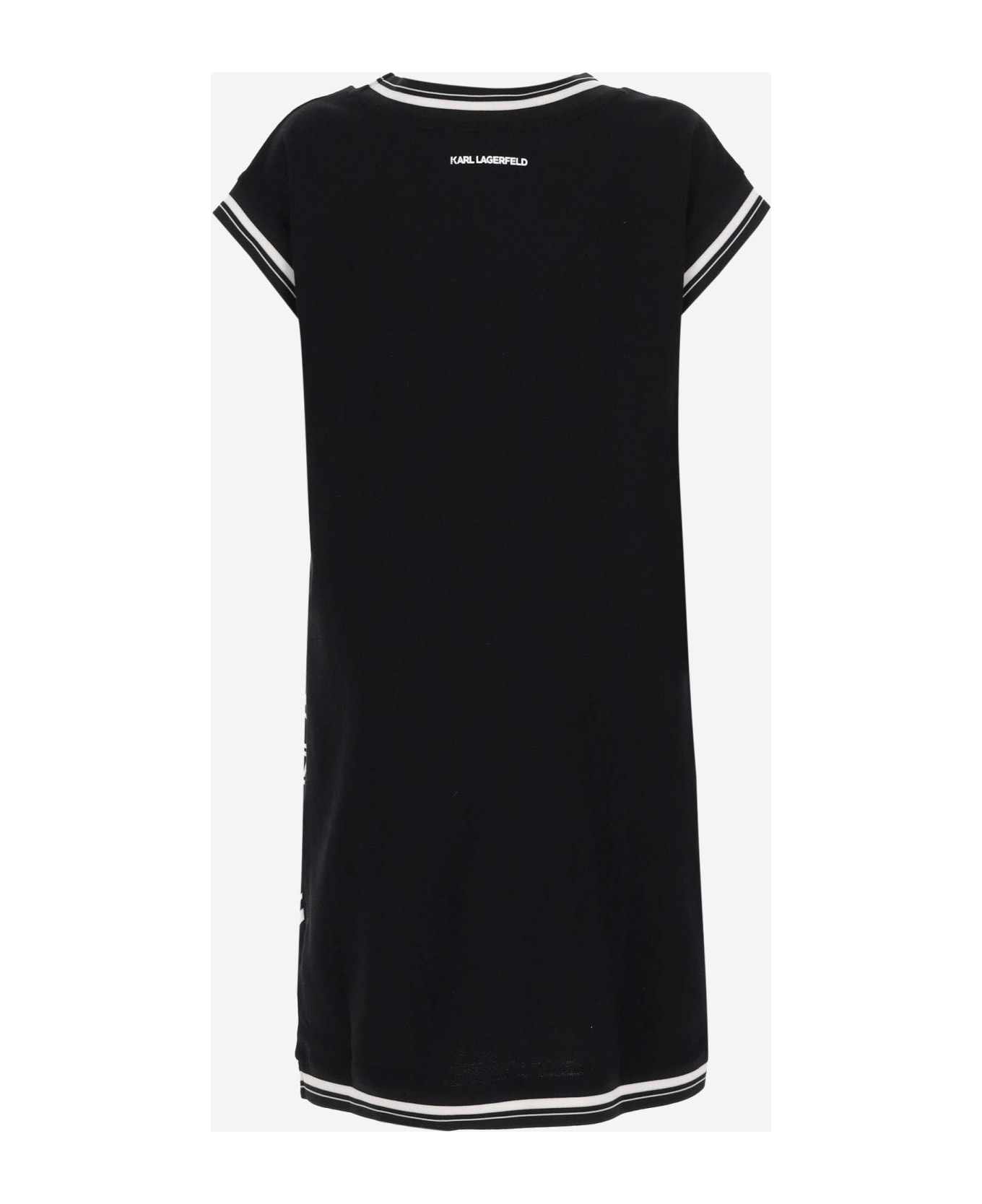 Karl Lagerfeld Stretch Cotton Dress With Logo - Black