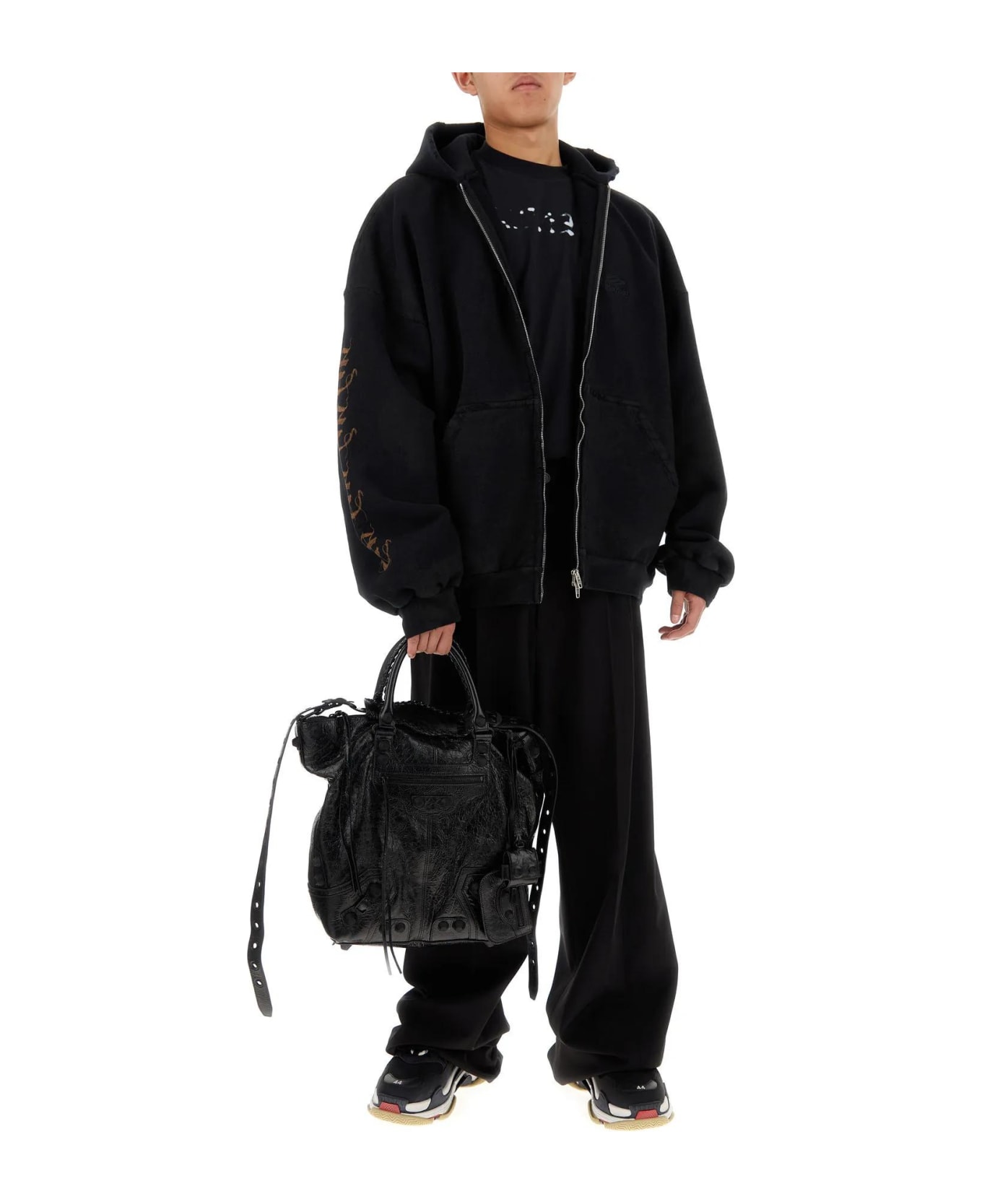 Balenciaga Black Wool Wide-leg Pant - BLACK
