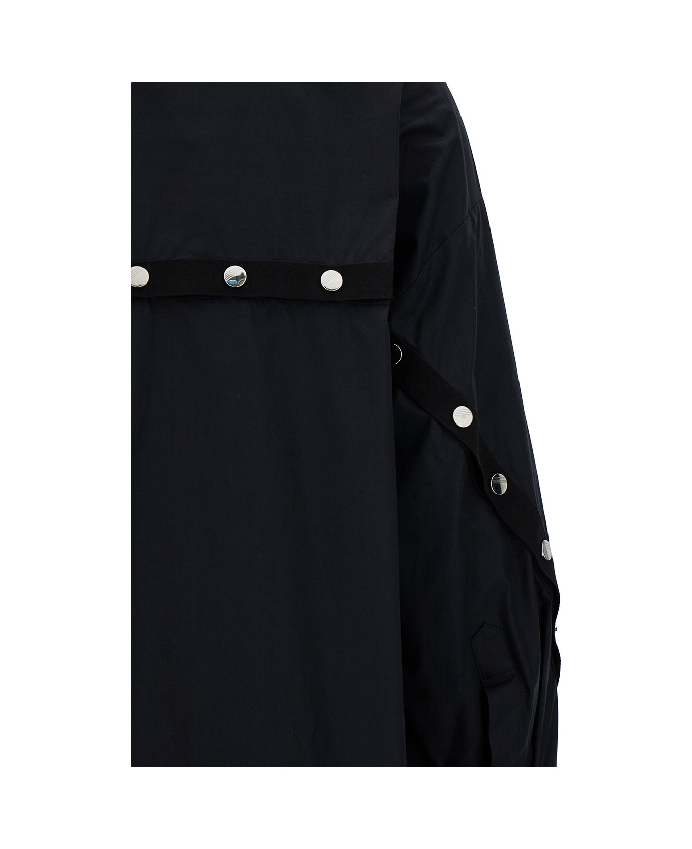 The Attico Black Oversized Asymmetric Shirt With Studs In Cotton Woman - Black
