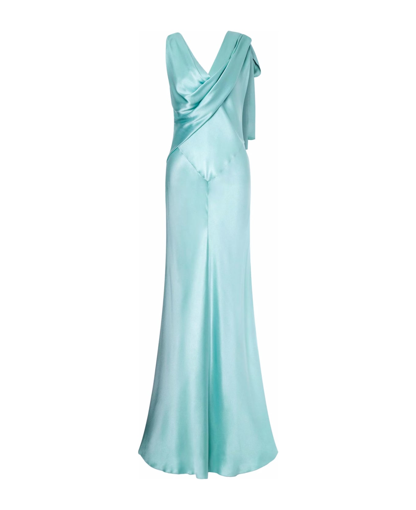 Alberta Ferretti Sky Blue Silk Blend Maxi Dress - Blue