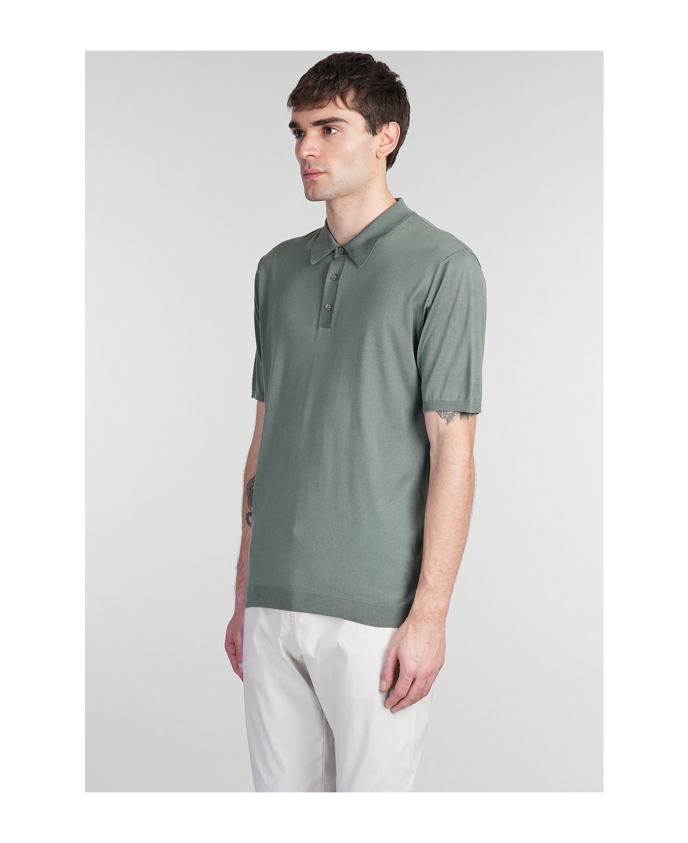 Roberto Collina Polo In Green Silk - green