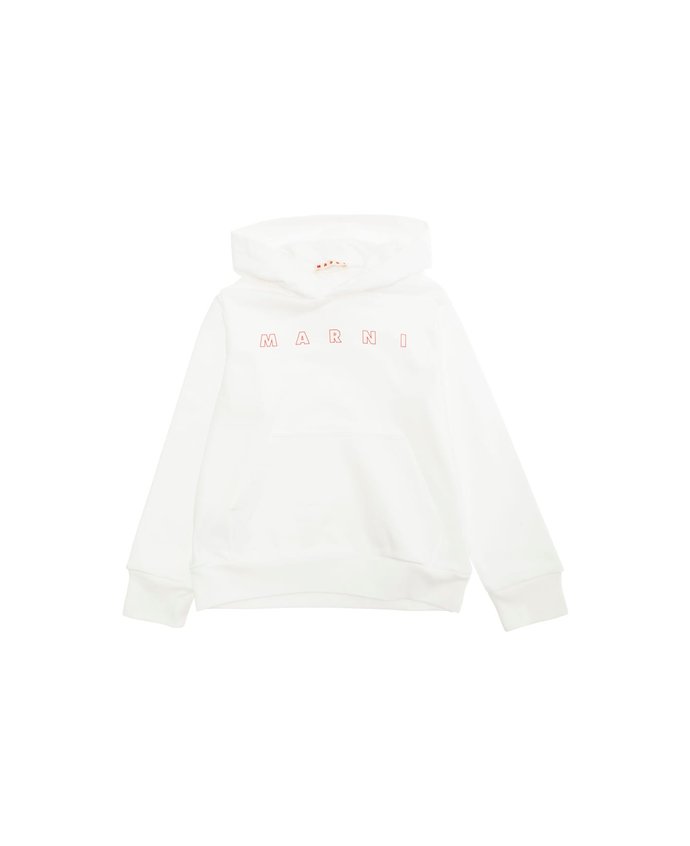Marni White Hoodie With Logo Lettering On The Front In Cotton Boy - White